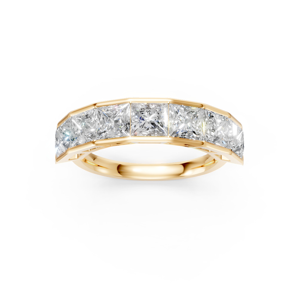 Princess Shape Diamond Anniversary Band in Gold