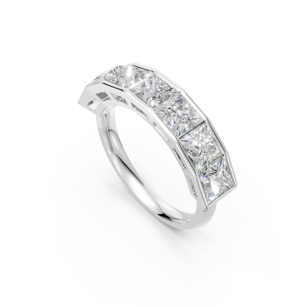 Princess Shape Diamond Anniversary Band in Gold