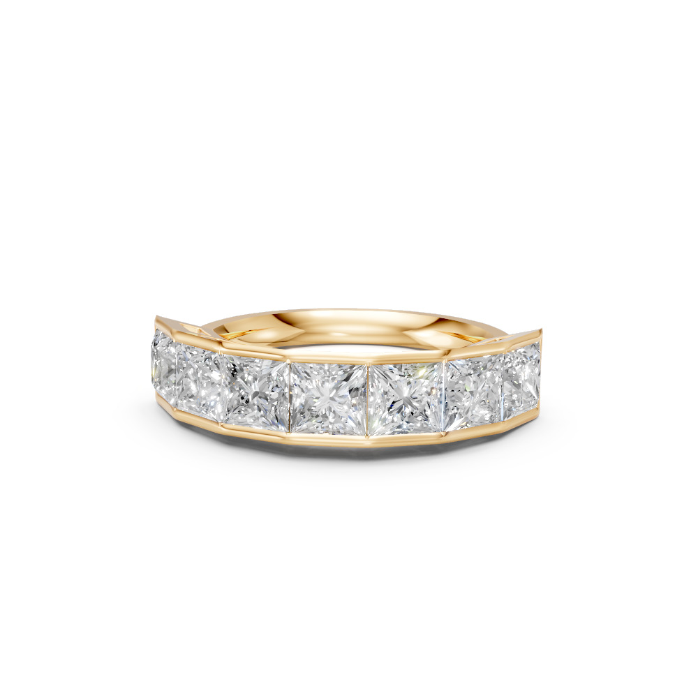 Princess Shape Diamond Anniversary Band in Gold