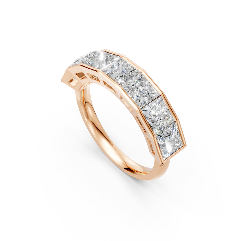 Princess Shape Diamond Anniversary Band in Gold