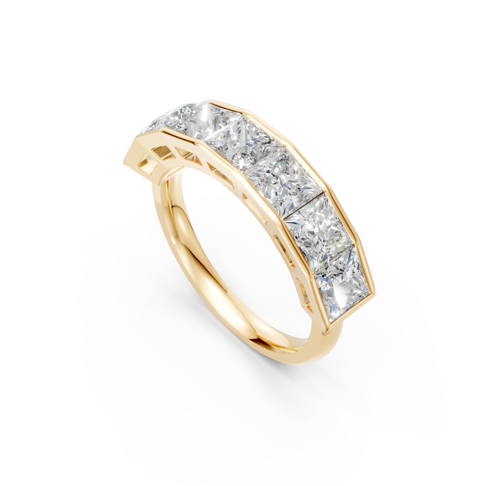 Princess Shape Diamond Anniversary Band in Gold