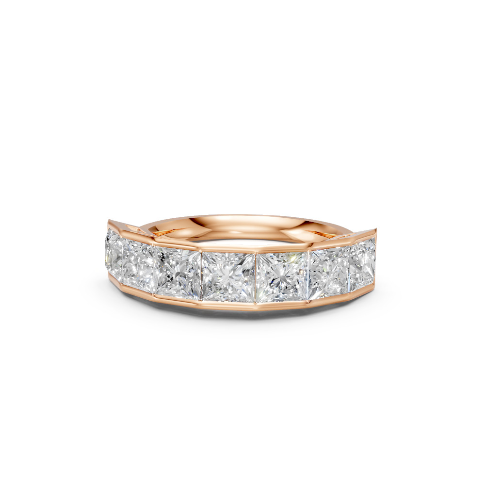 Princess Shape Diamond Anniversary Band in Gold