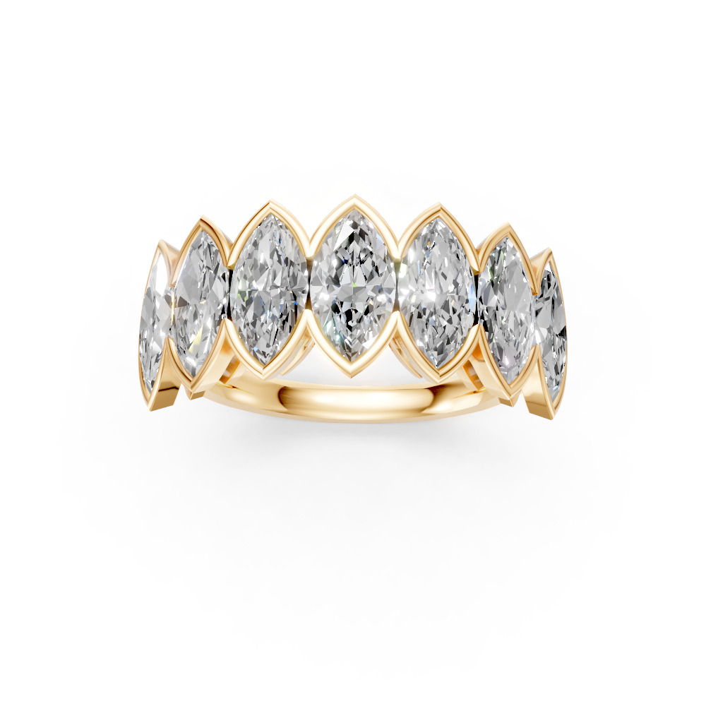 Marquise Shape Diamond Anniversary Band in Gold
