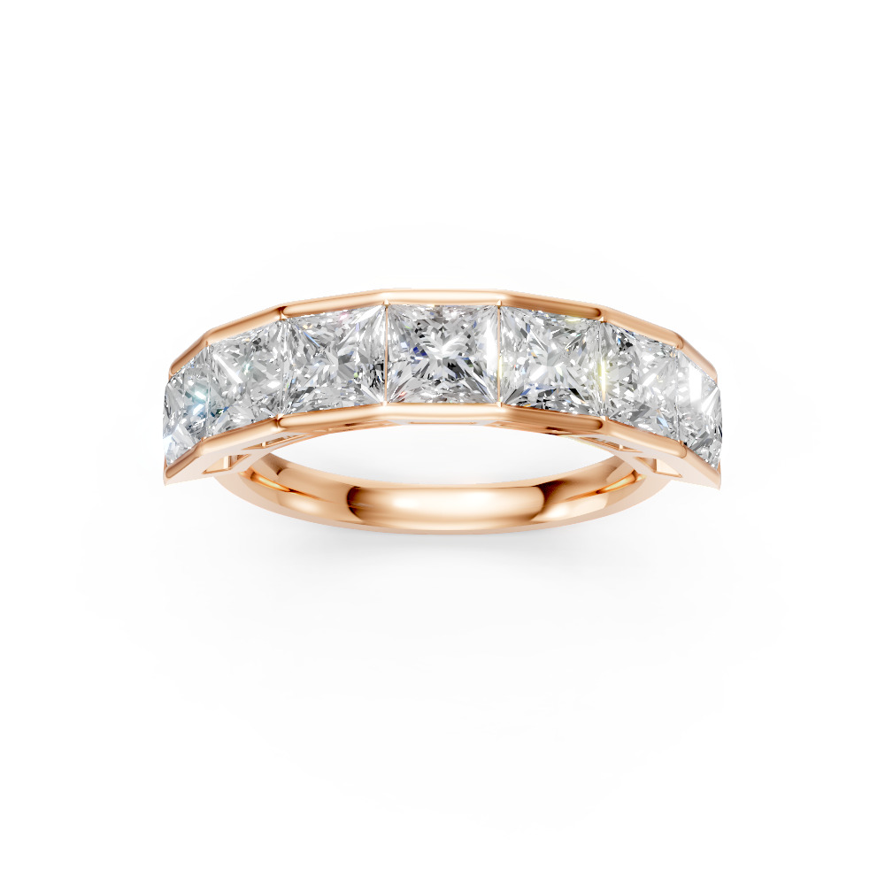Princess Shape Diamond Anniversary Band in Gold