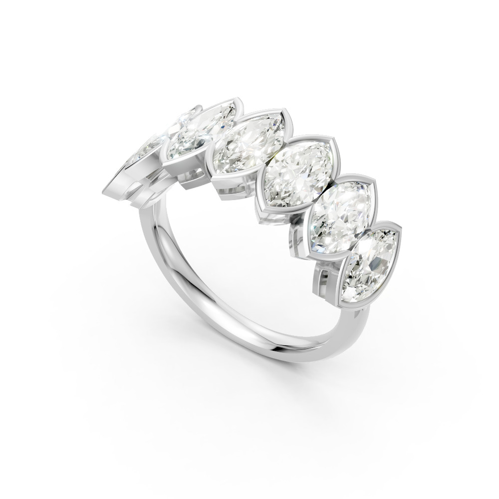 Marquise Shape Diamond Anniversary Band in Gold