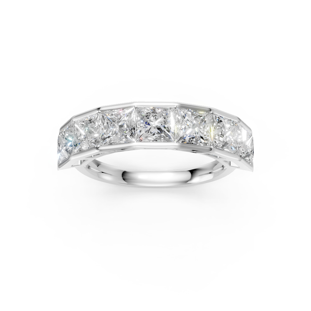 Princess Shape Diamond Anniversary Band in Gold