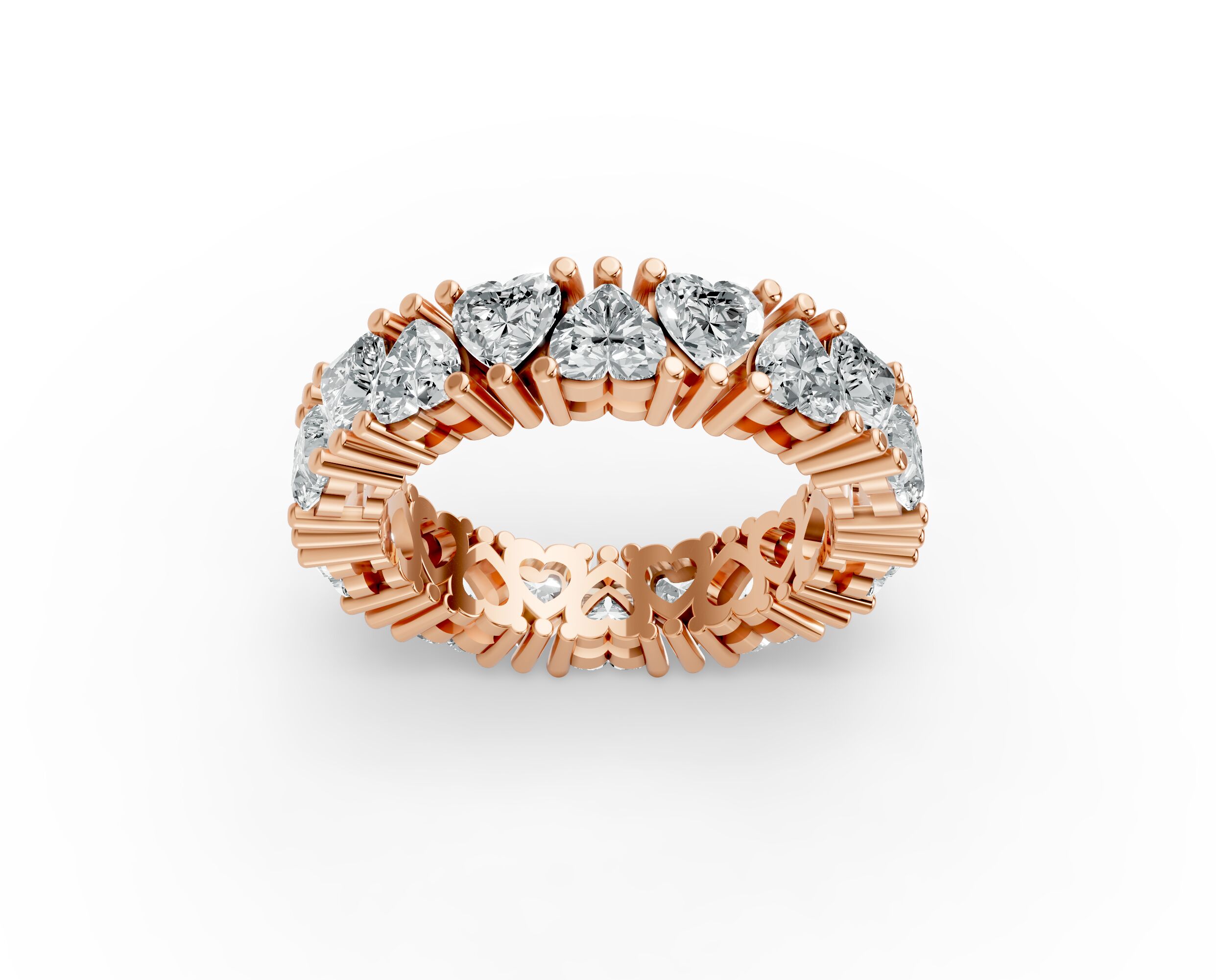 Heart Shape Diamond Eternity Bands in Gold