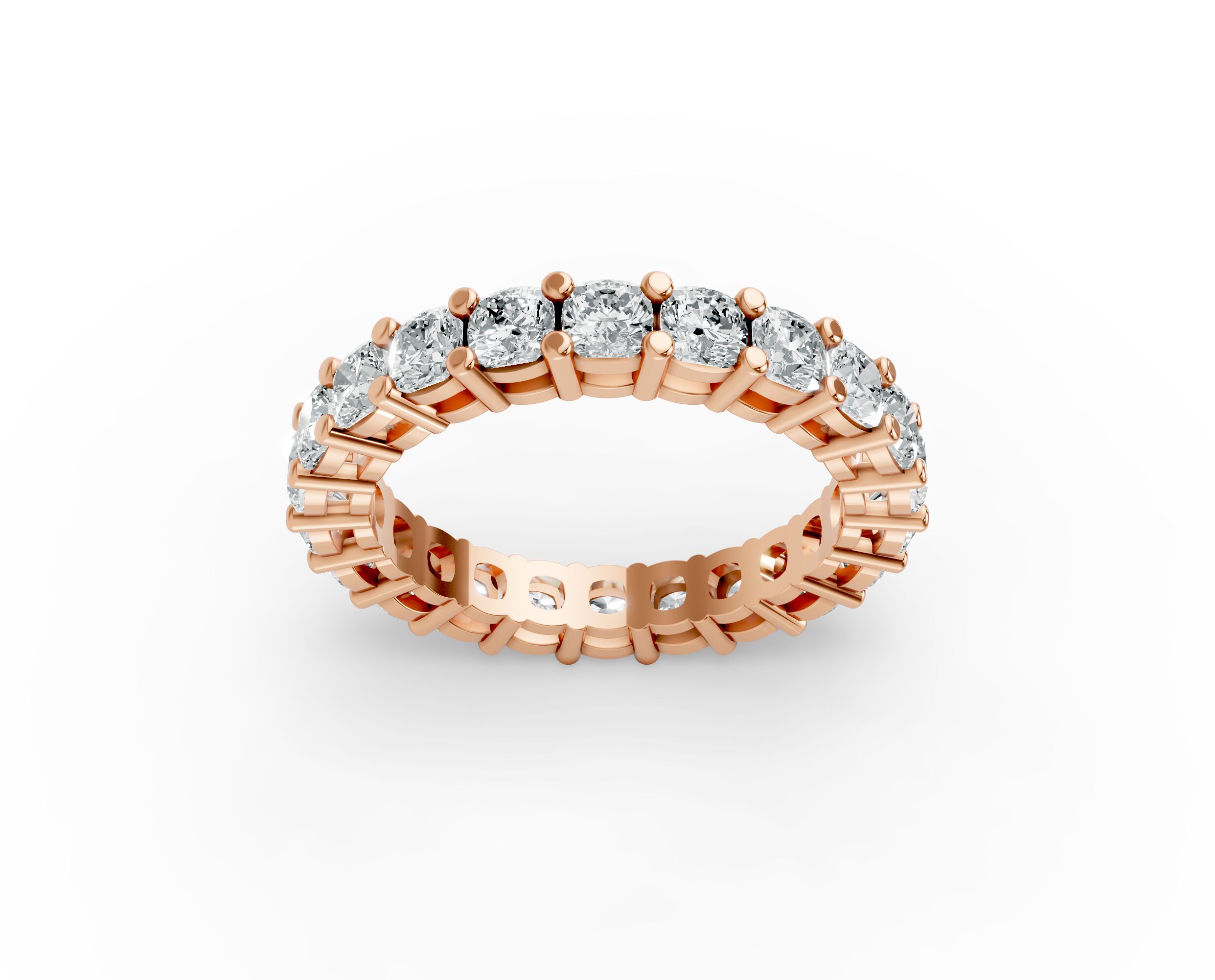 Cushion Shape Diamond Eternity Bands in Gold