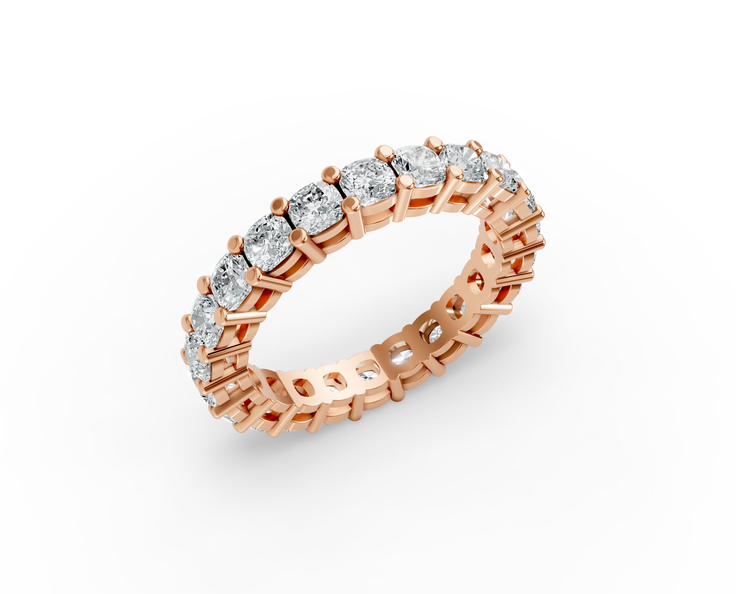 Cushion Shape Diamond Eternity Bands in Gold