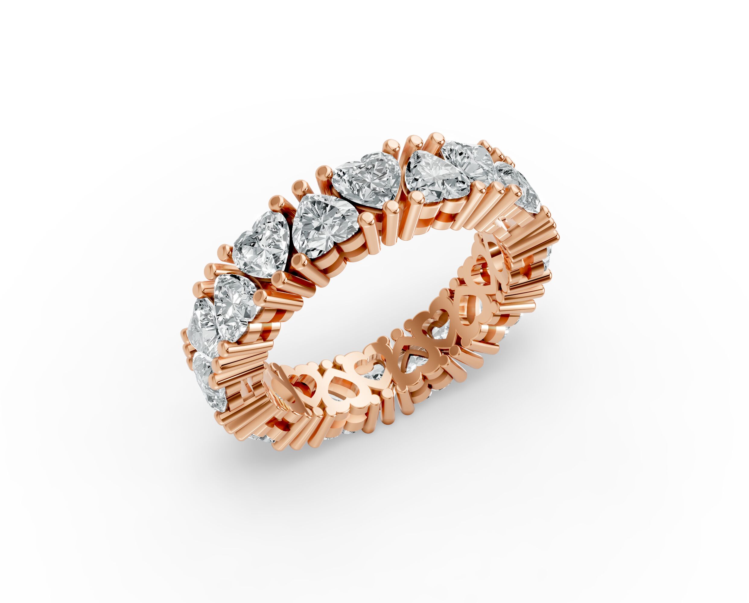 Heart Shape Diamond Eternity Bands in Gold