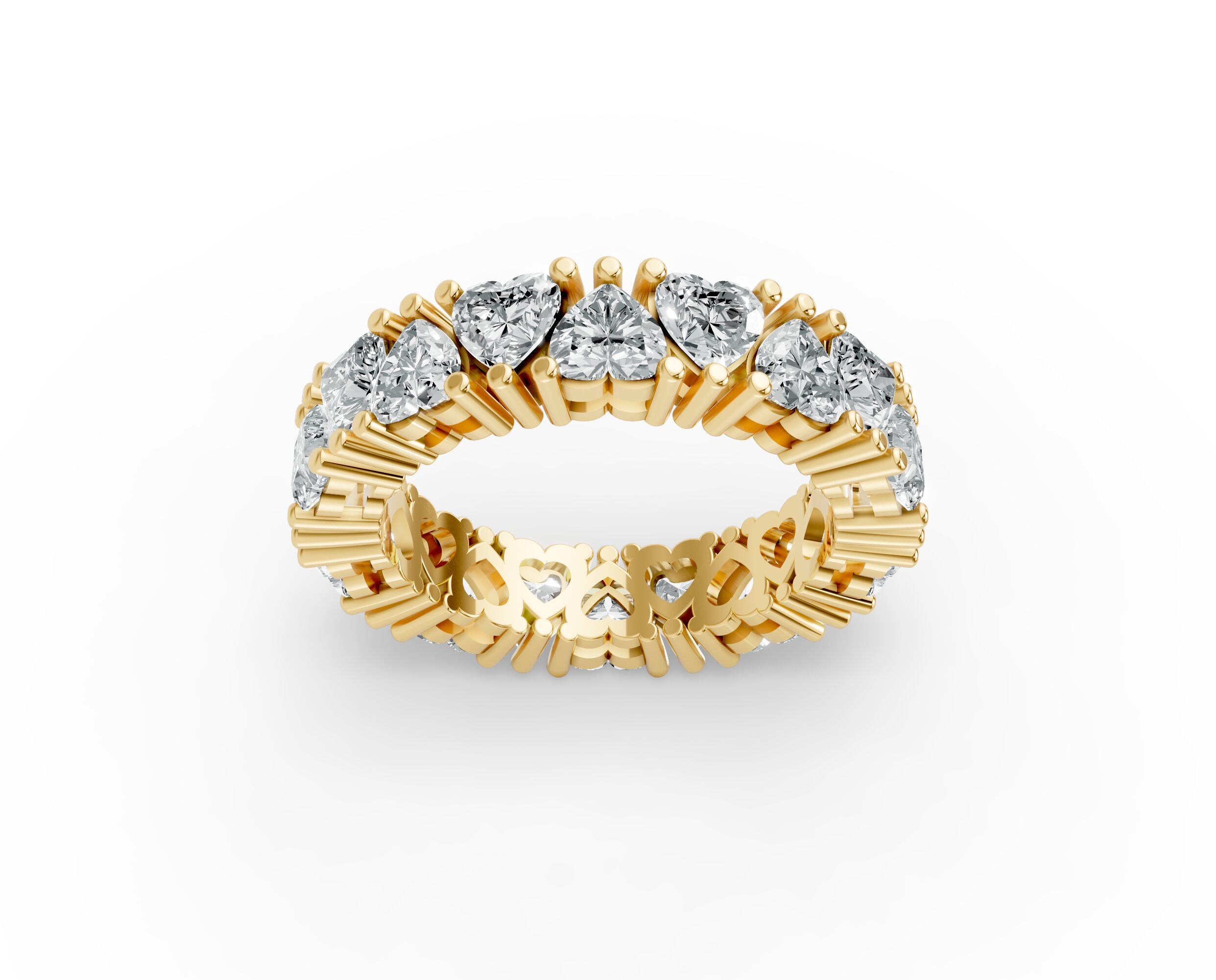 Heart Shape Diamond Eternity Bands in Gold