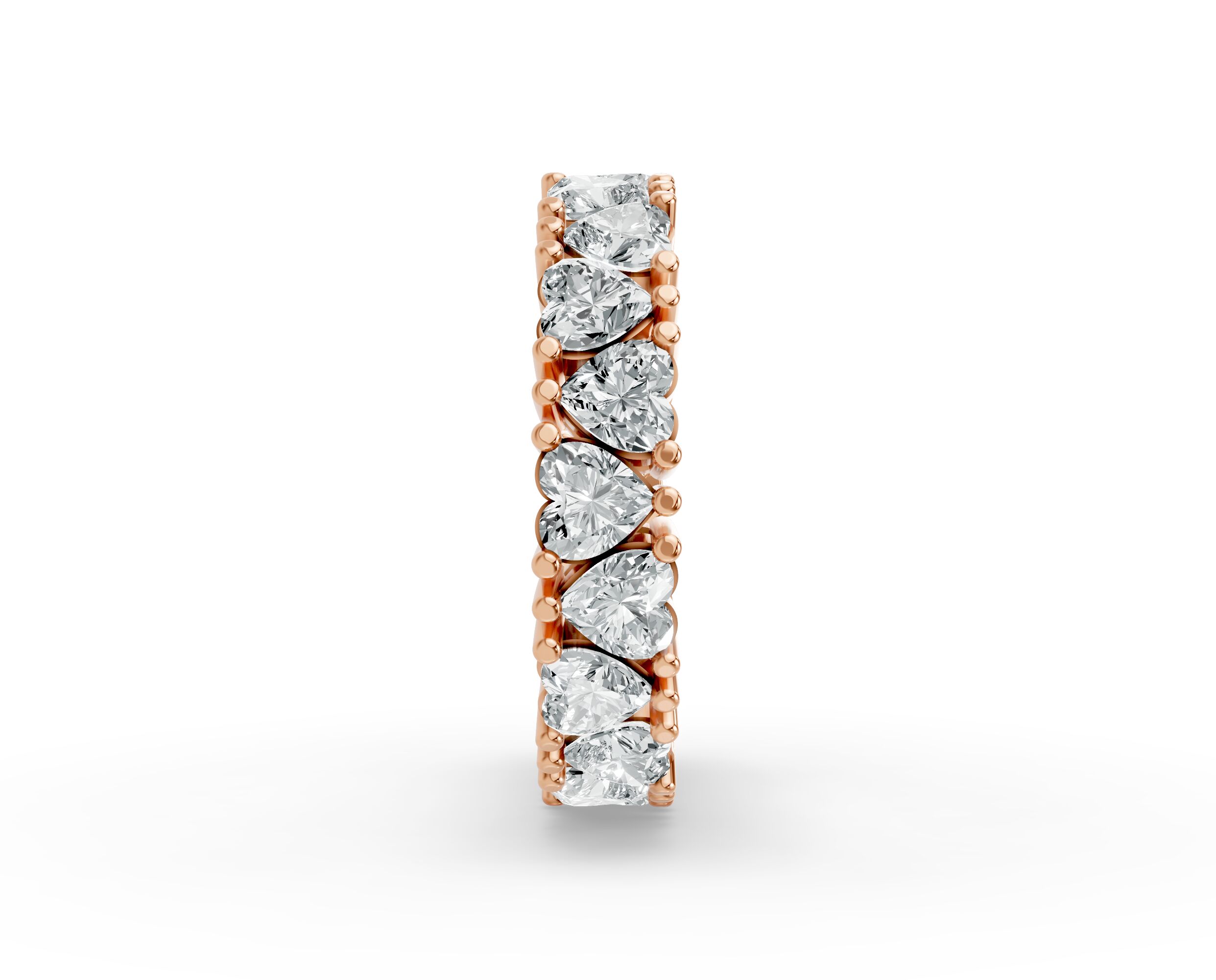 Heart Shape Diamond Eternity Bands in Gold