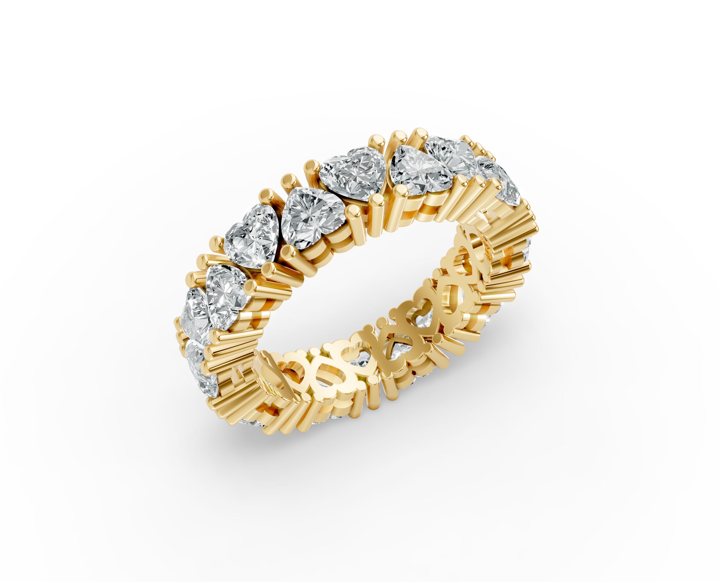 Heart Shape Diamond Eternity Bands in Gold