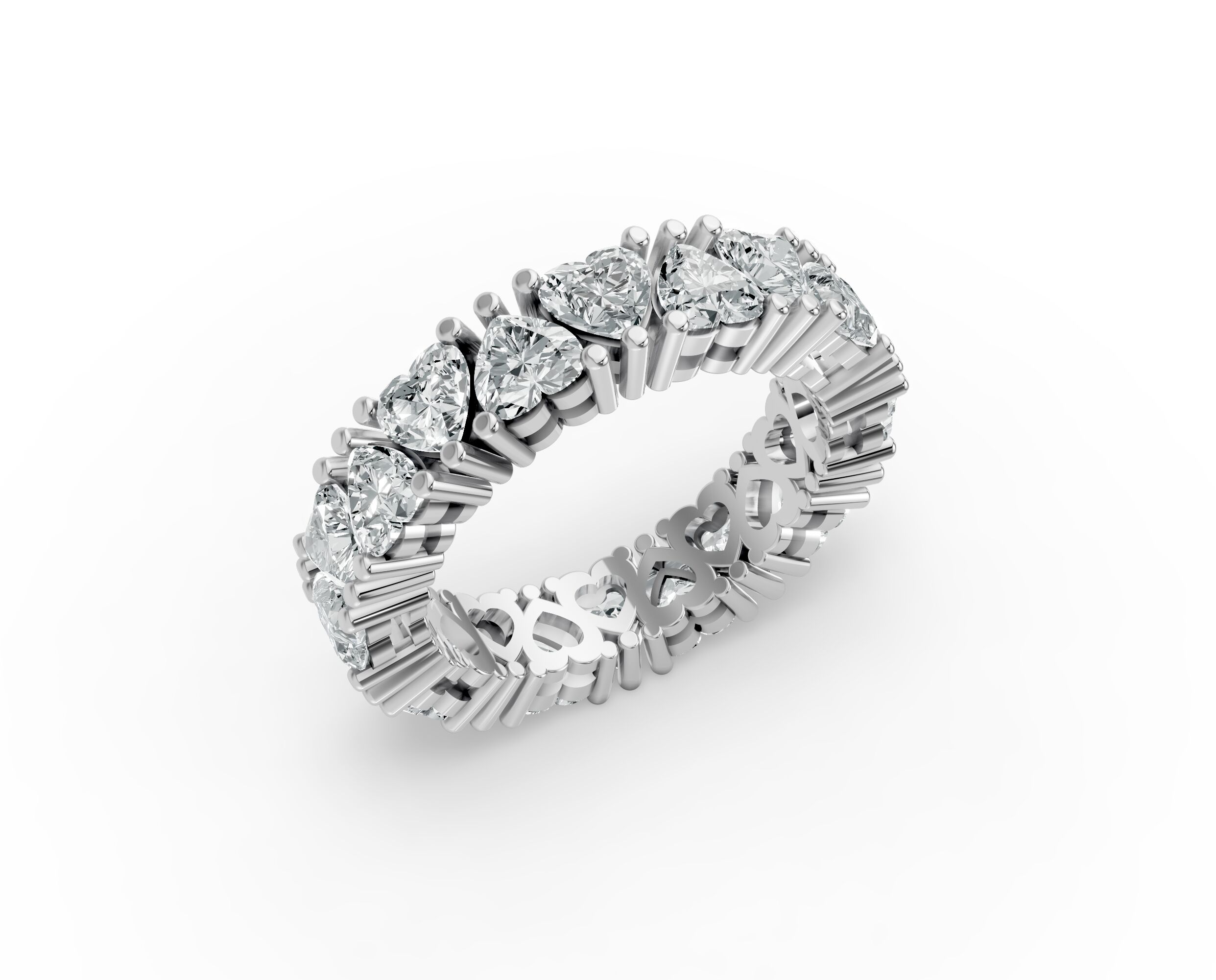 Heart Shape Diamond Eternity Bands in Gold