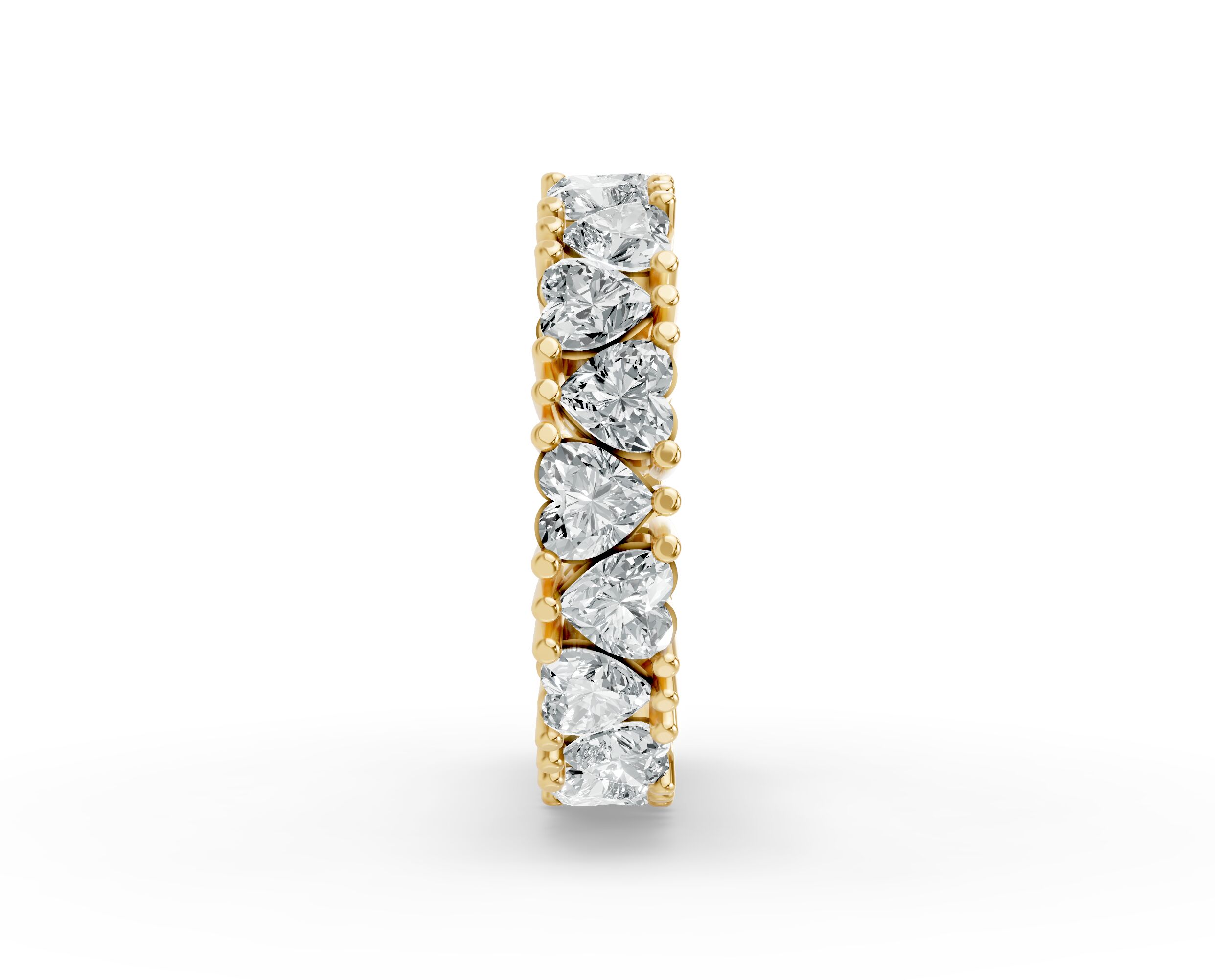 Heart Shape Diamond Eternity Bands in Gold