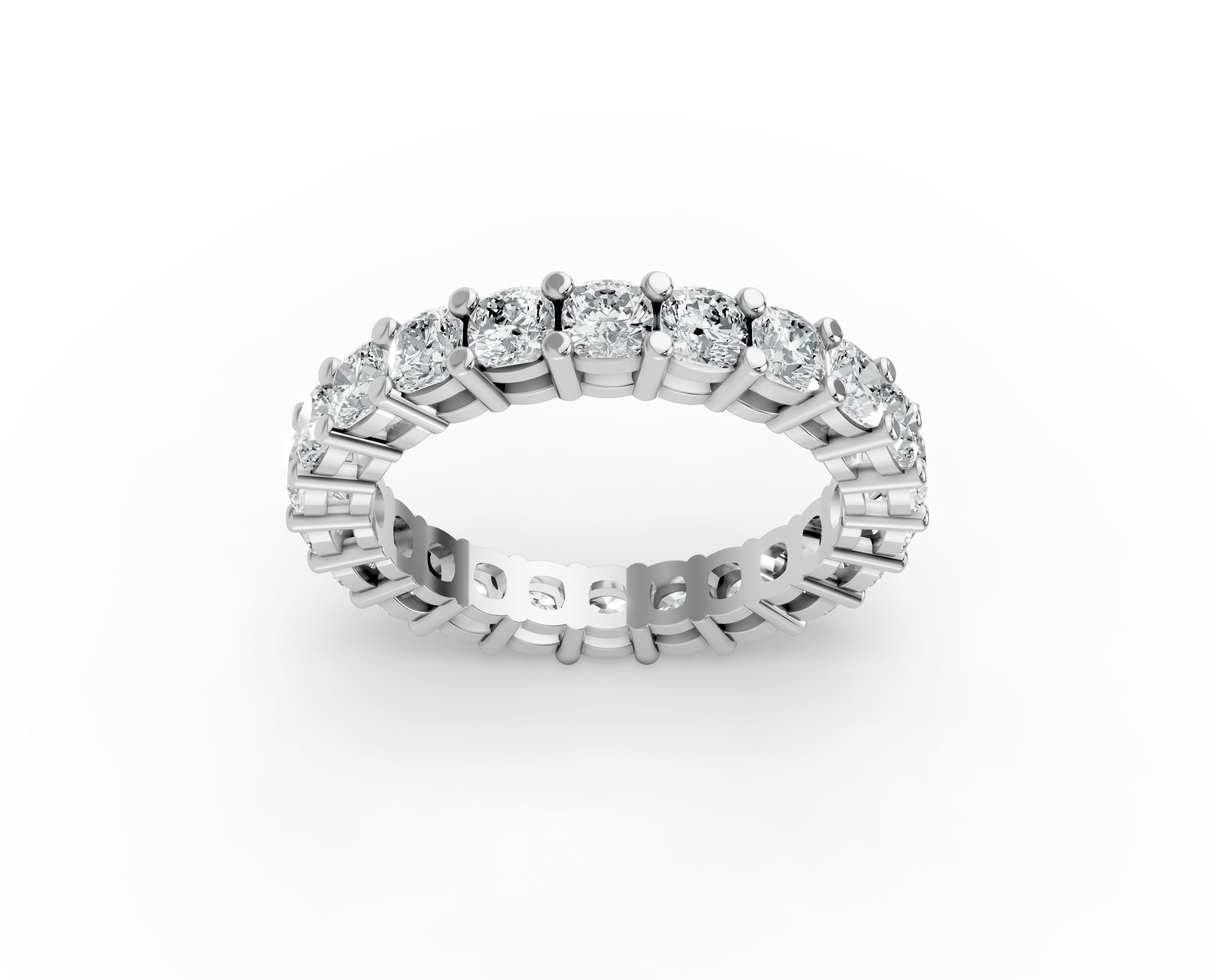 Cushion Shape Diamond Eternity Bands in Gold