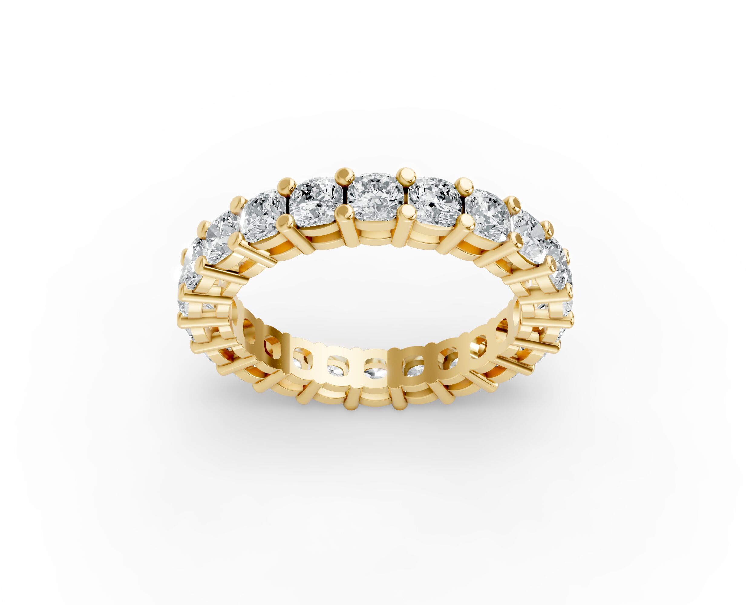 Cushion Shape Diamond Eternity Bands in Gold