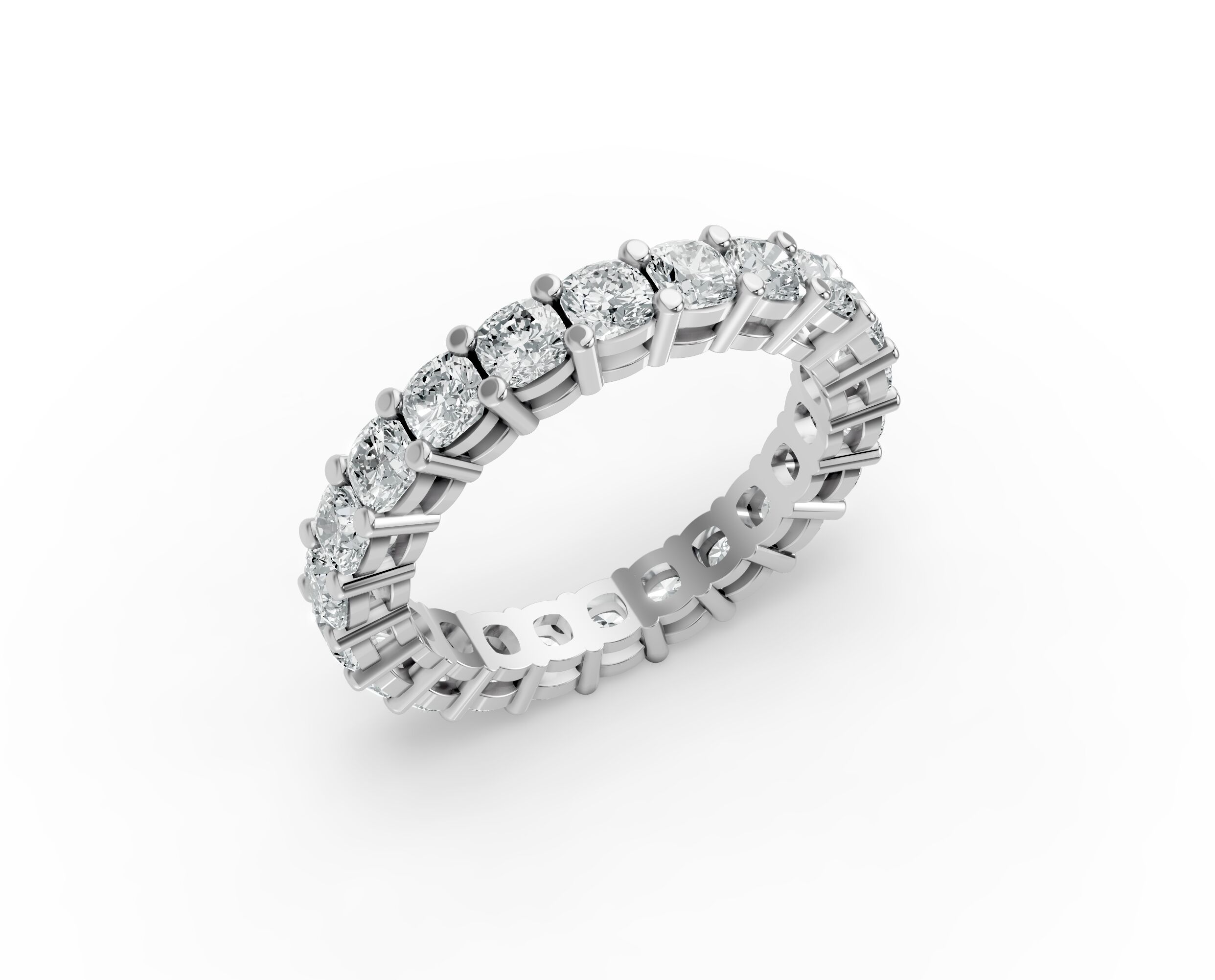 Cushion Shape Diamond Eternity Bands in Gold