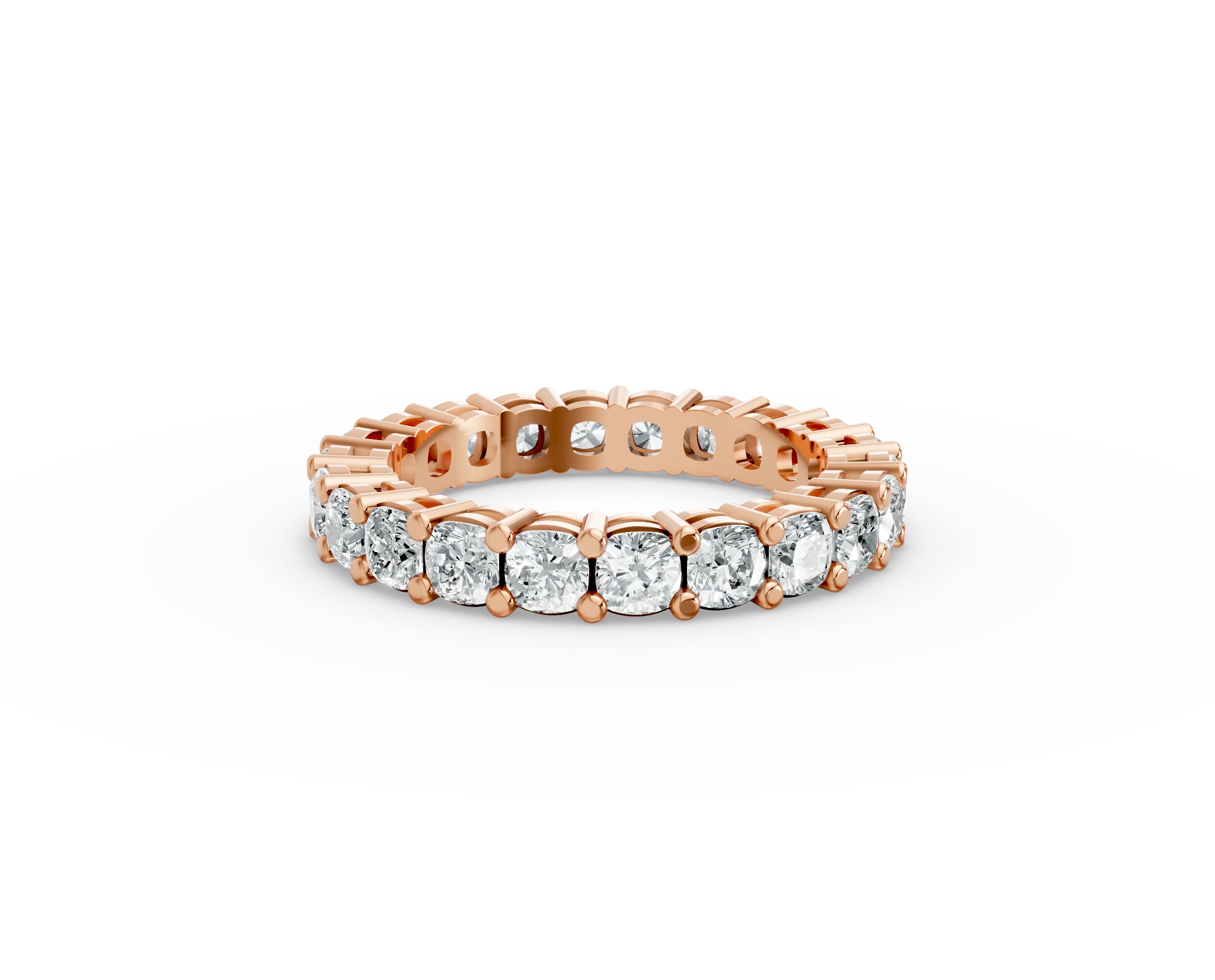Cushion Shape Diamond Eternity Bands in Gold