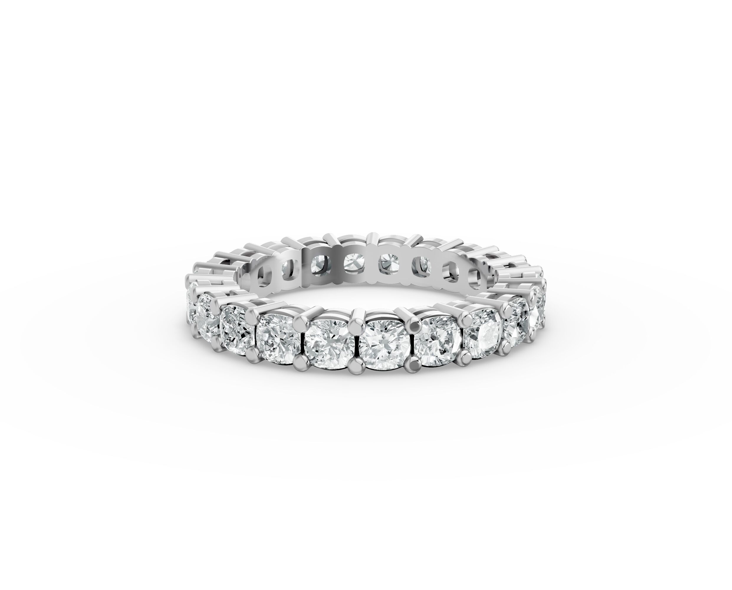 Cushion Shape Diamond Eternity Bands in Gold
