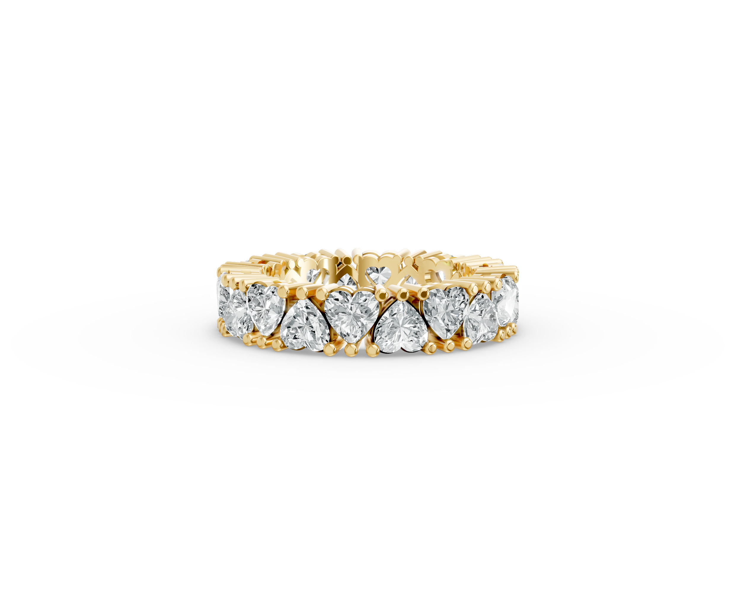 Heart Shape Diamond Eternity Bands in Gold