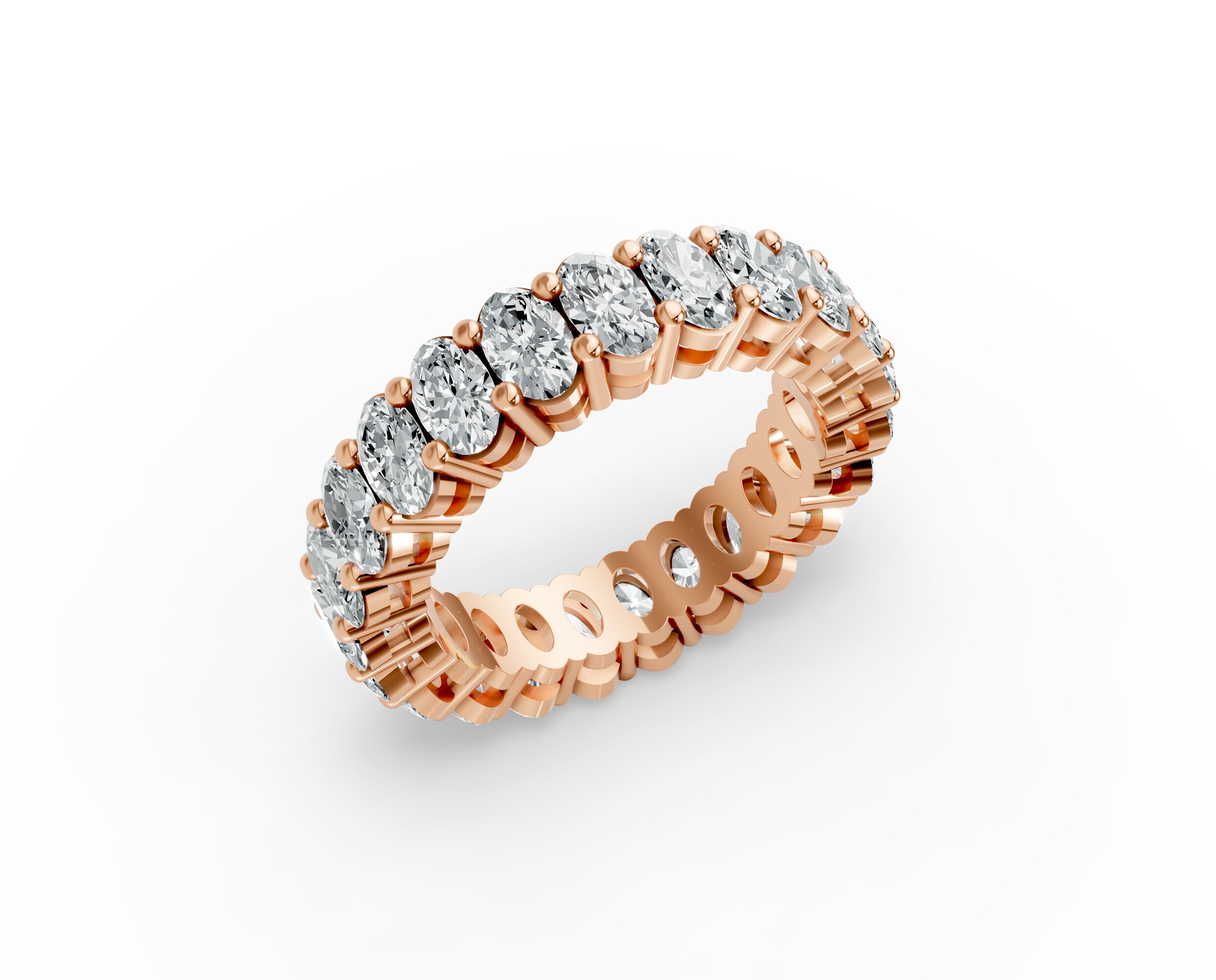 Oval Shape Diamond Eternity Bands in Gold