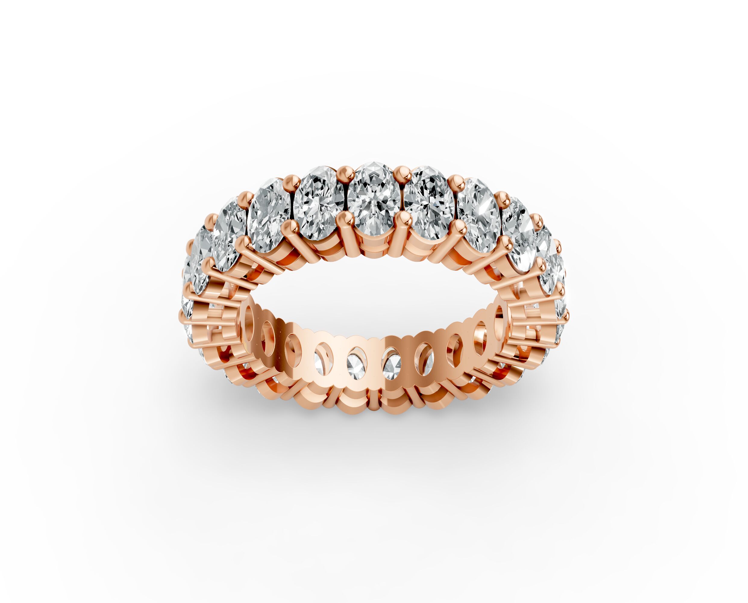 Oval Shape Diamond Eternity Bands in Gold