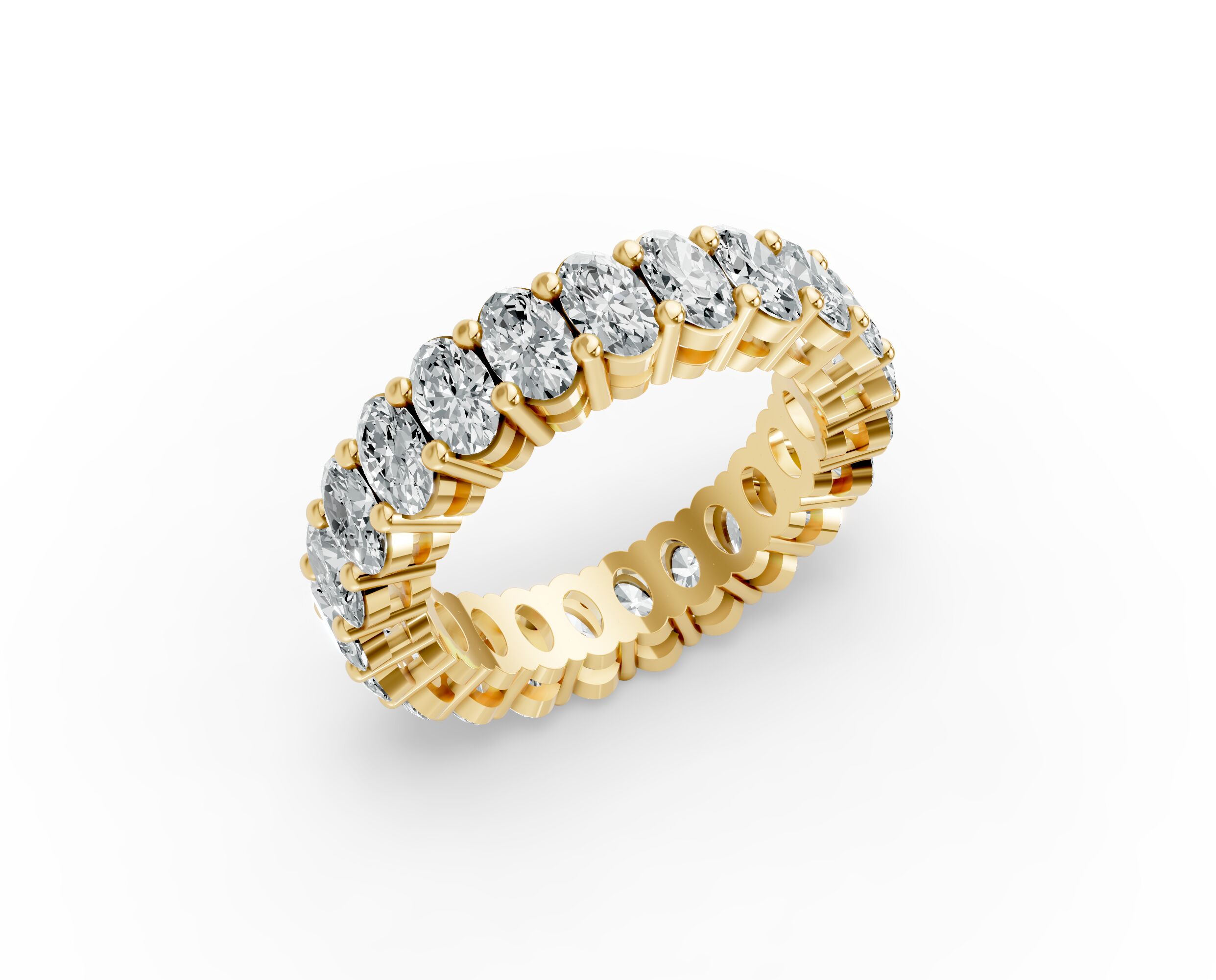 Oval Shape Diamond Eternity Bands in Gold