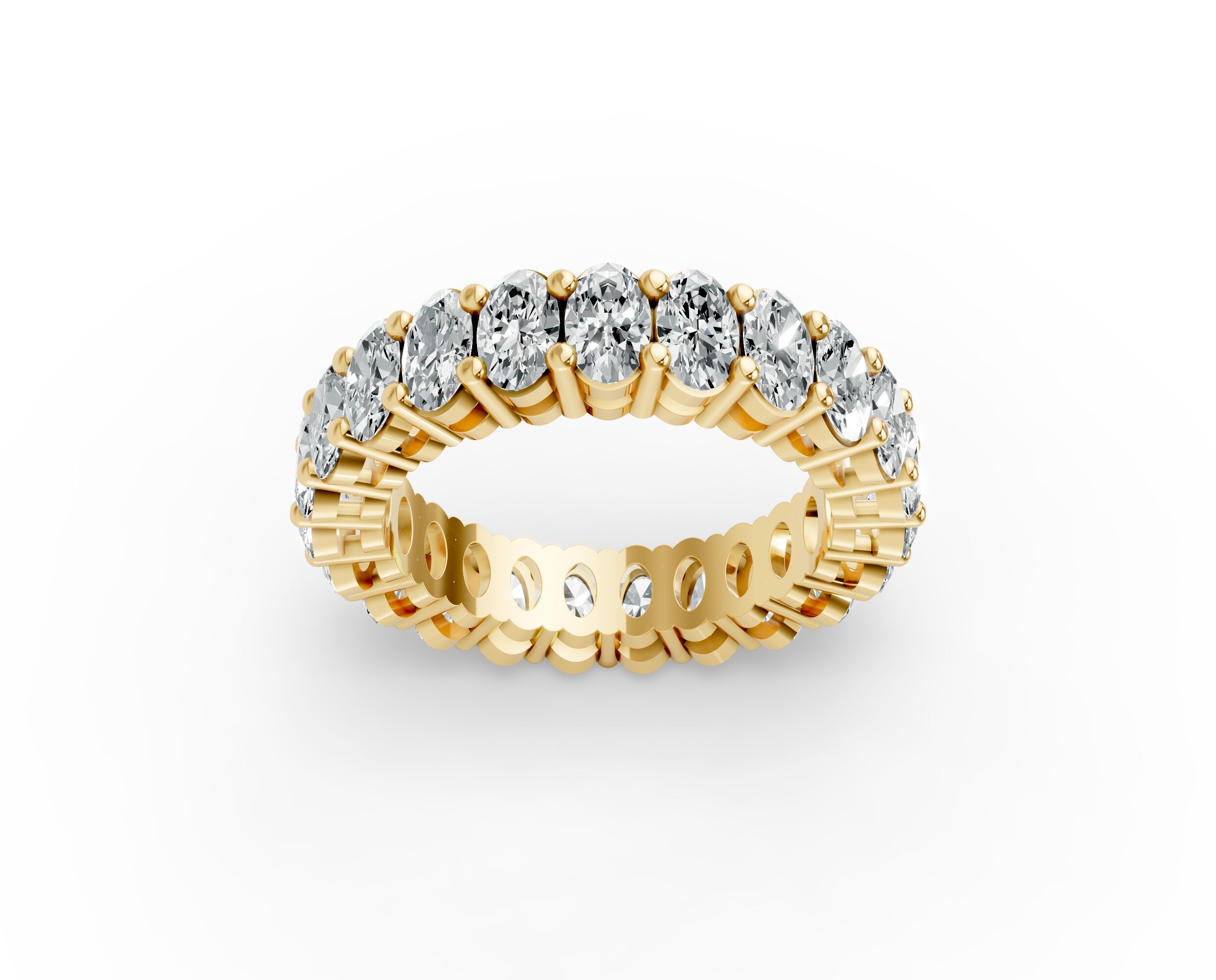 Oval Shape Diamond Eternity Bands in Gold