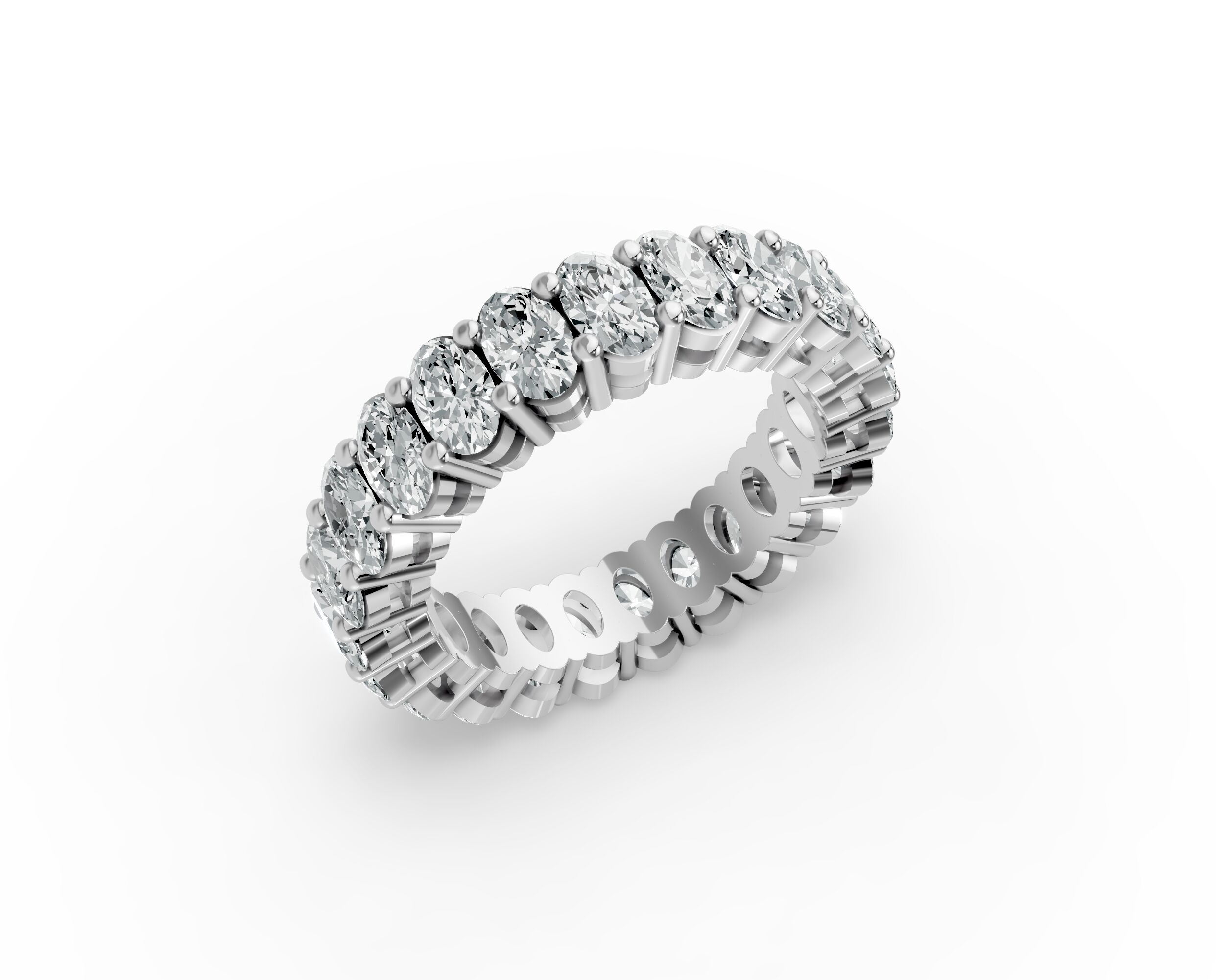 Oval Shape Diamond Eternity Bands in Gold