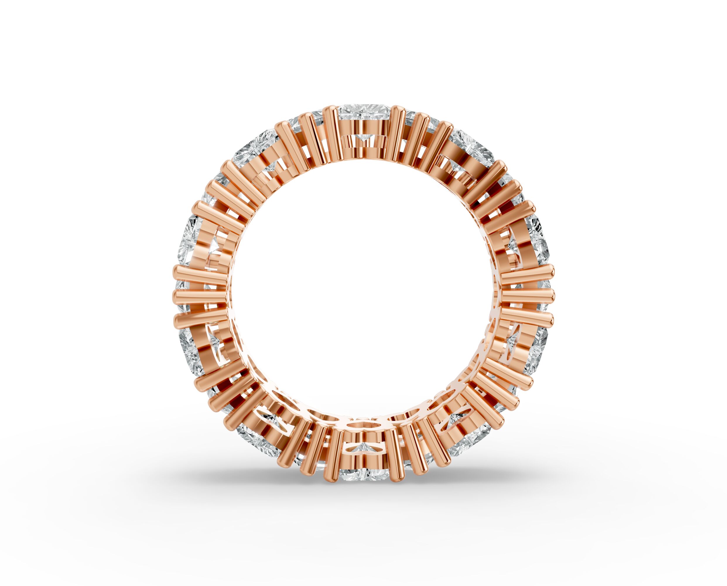 Heart Shape Diamond Eternity Bands in Gold