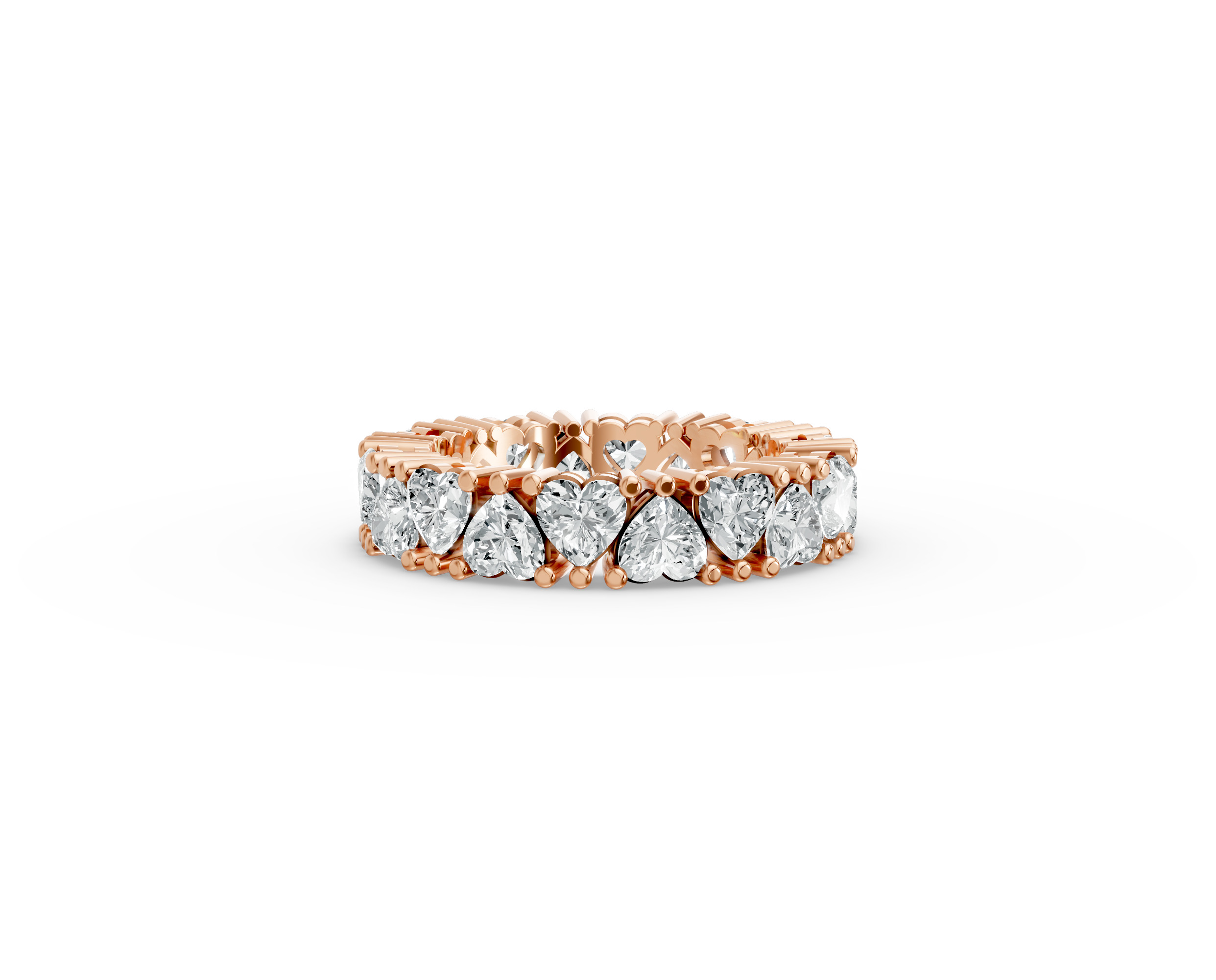 Heart Shape Diamond Eternity Bands in Gold