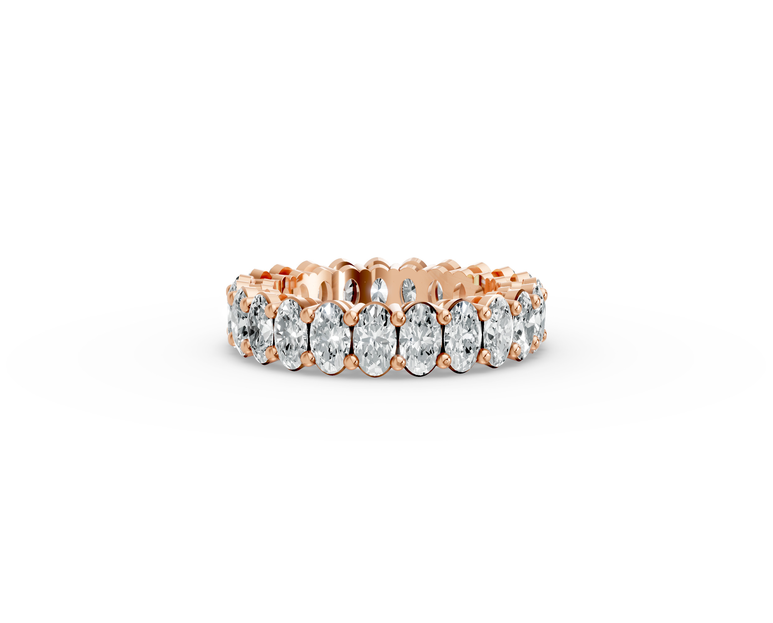 Oval Shape Diamond Eternity Bands in Gold