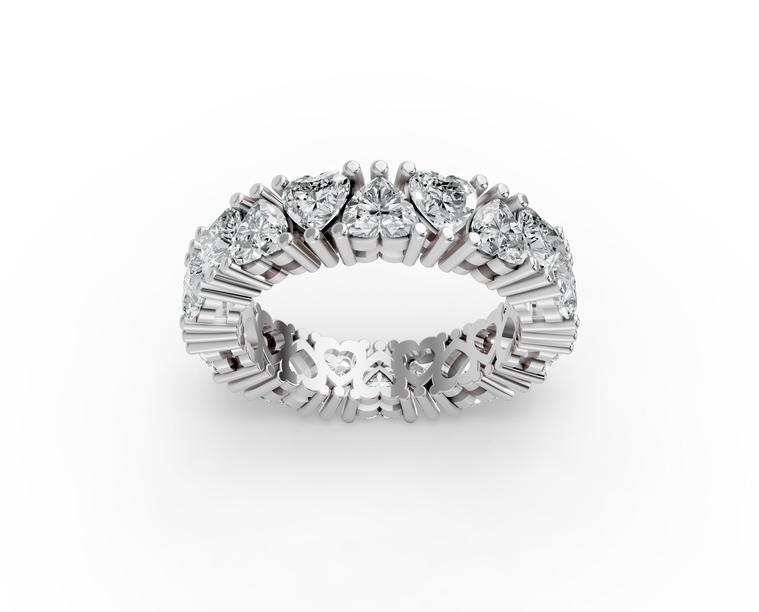 Heart Shape Diamond Eternity Bands in Gold