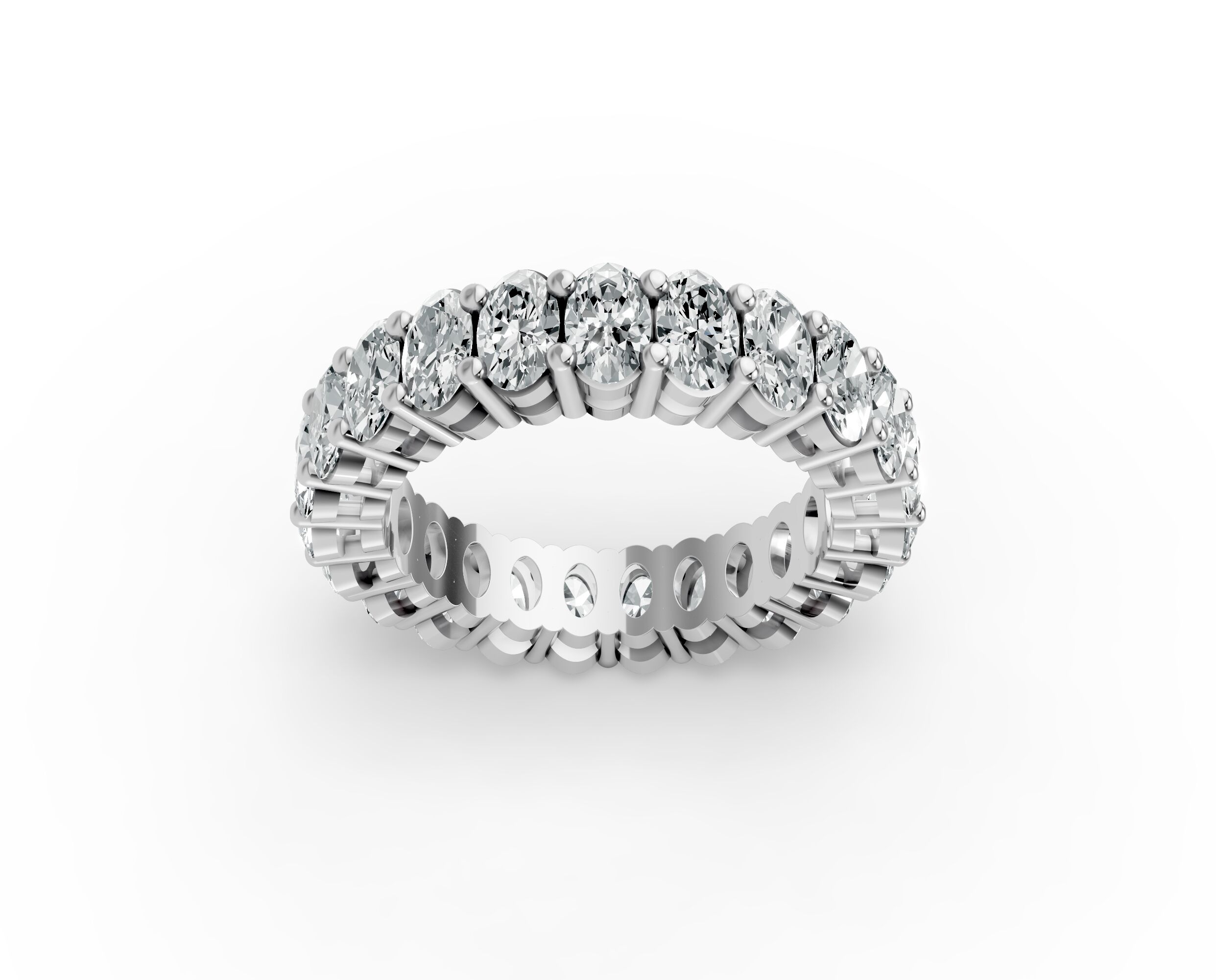 Oval Shape Diamond Eternity Bands in Gold