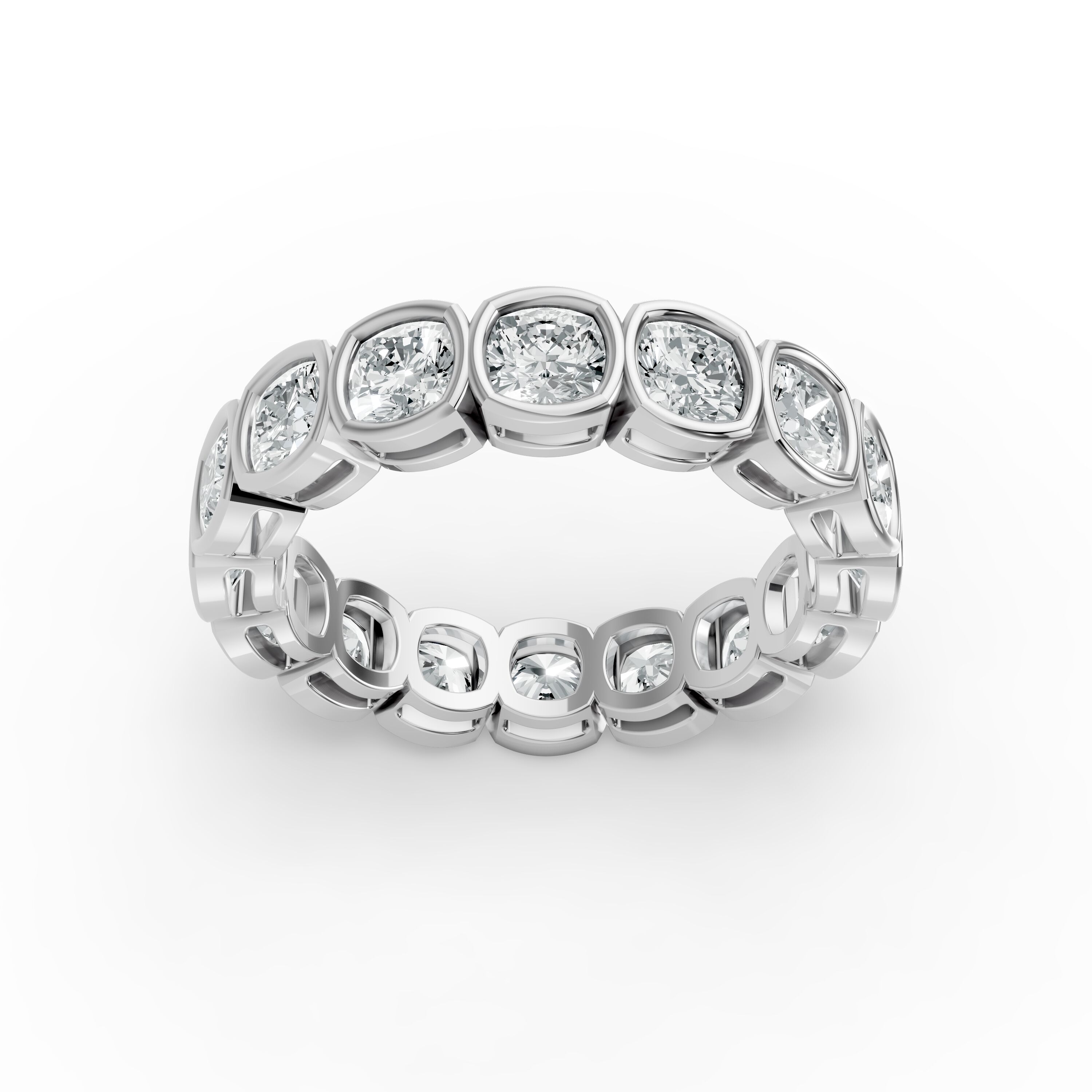 Cushion Shape Diamond Eternity Bands in Gold
