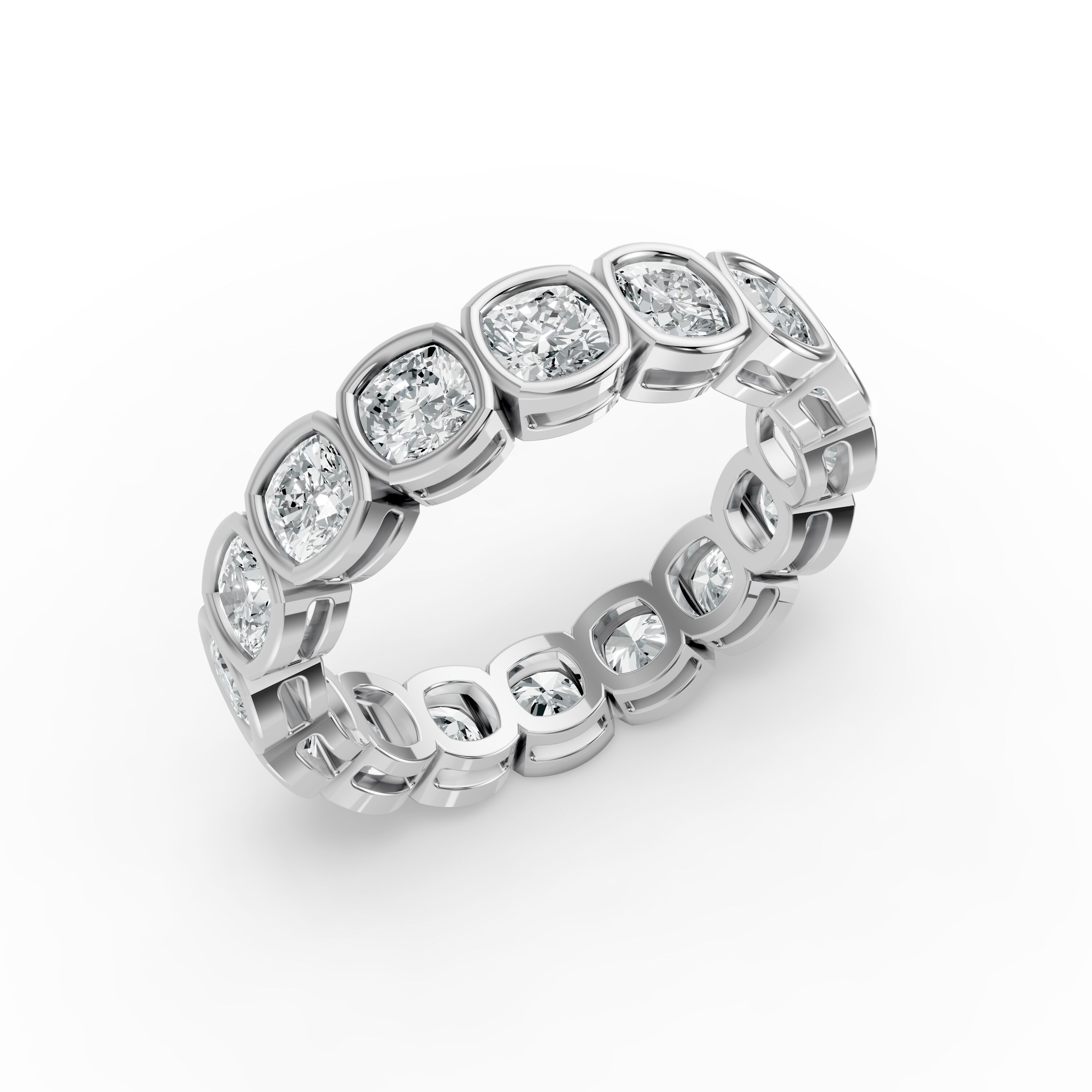 Cushion Shape Diamond Eternity Bands in Gold