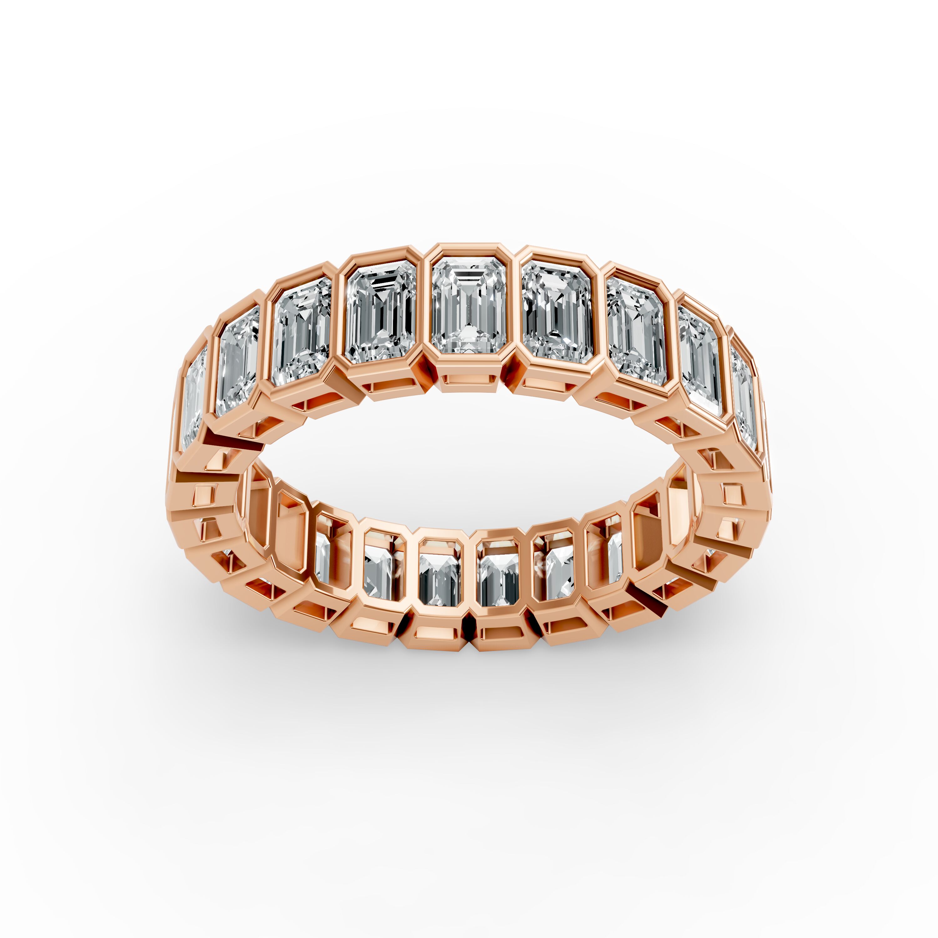 Emerald Shape Diamond Eternity Bands in Gold