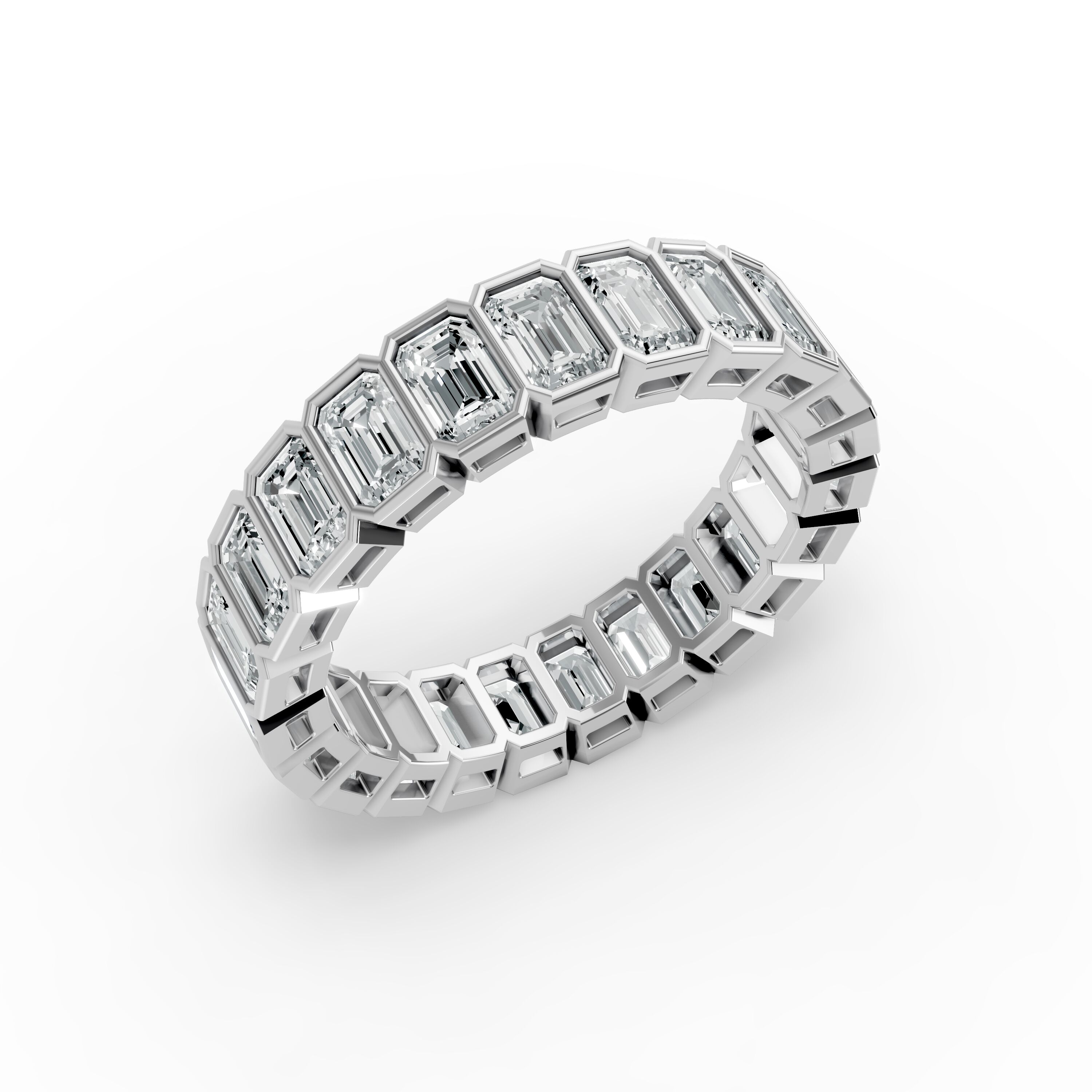 Emerald Shape Diamond Eternity Bands in Gold