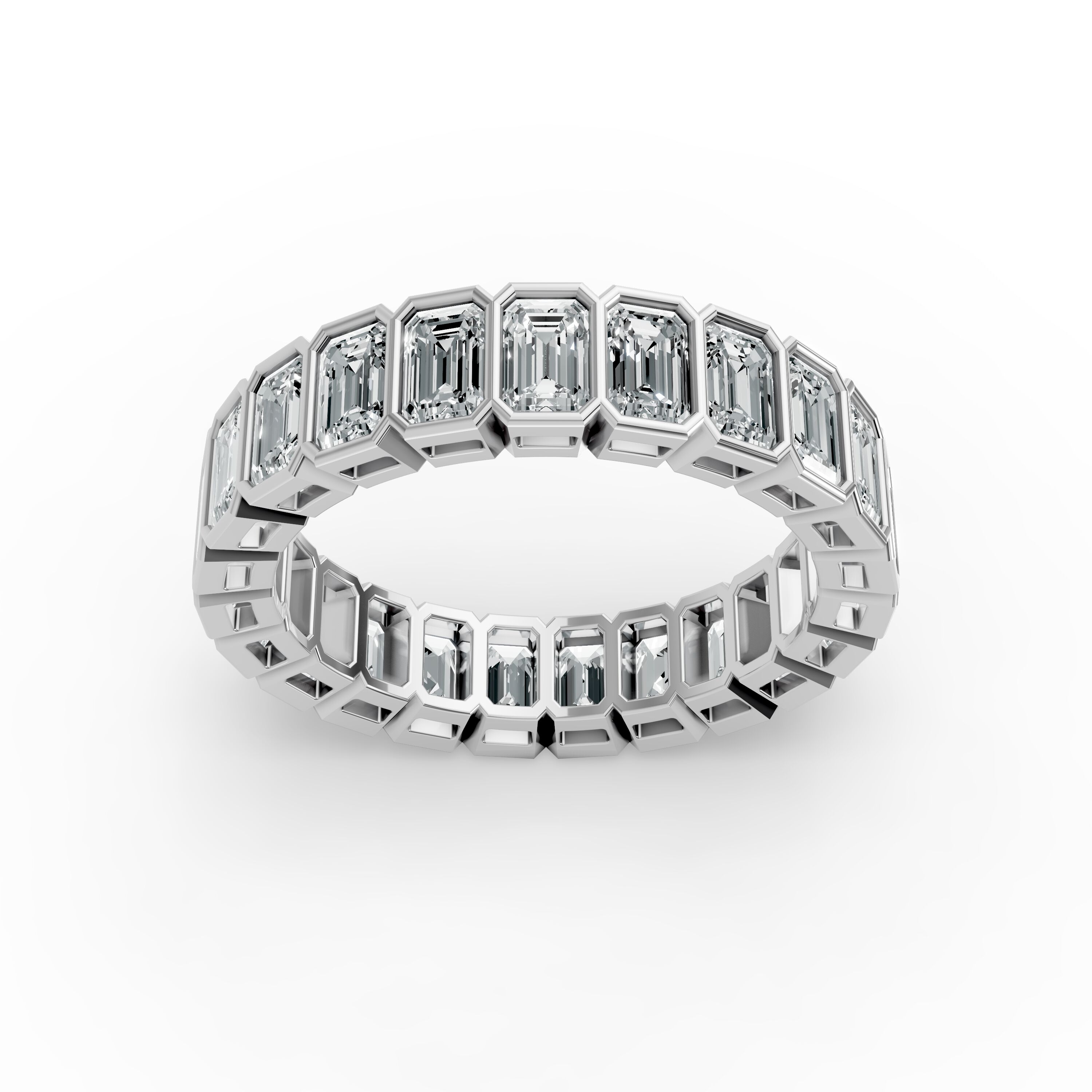 Emerald Shape Diamond Eternity Bands in Gold