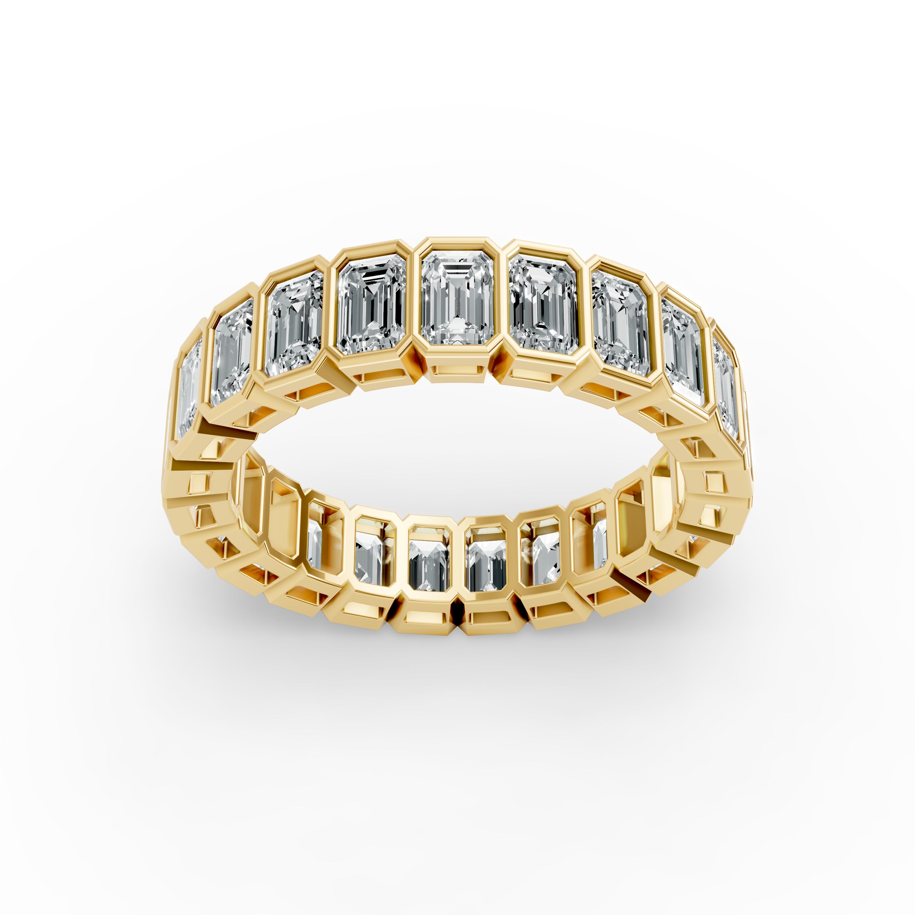 Emerald Shape Diamond Eternity Bands in Gold