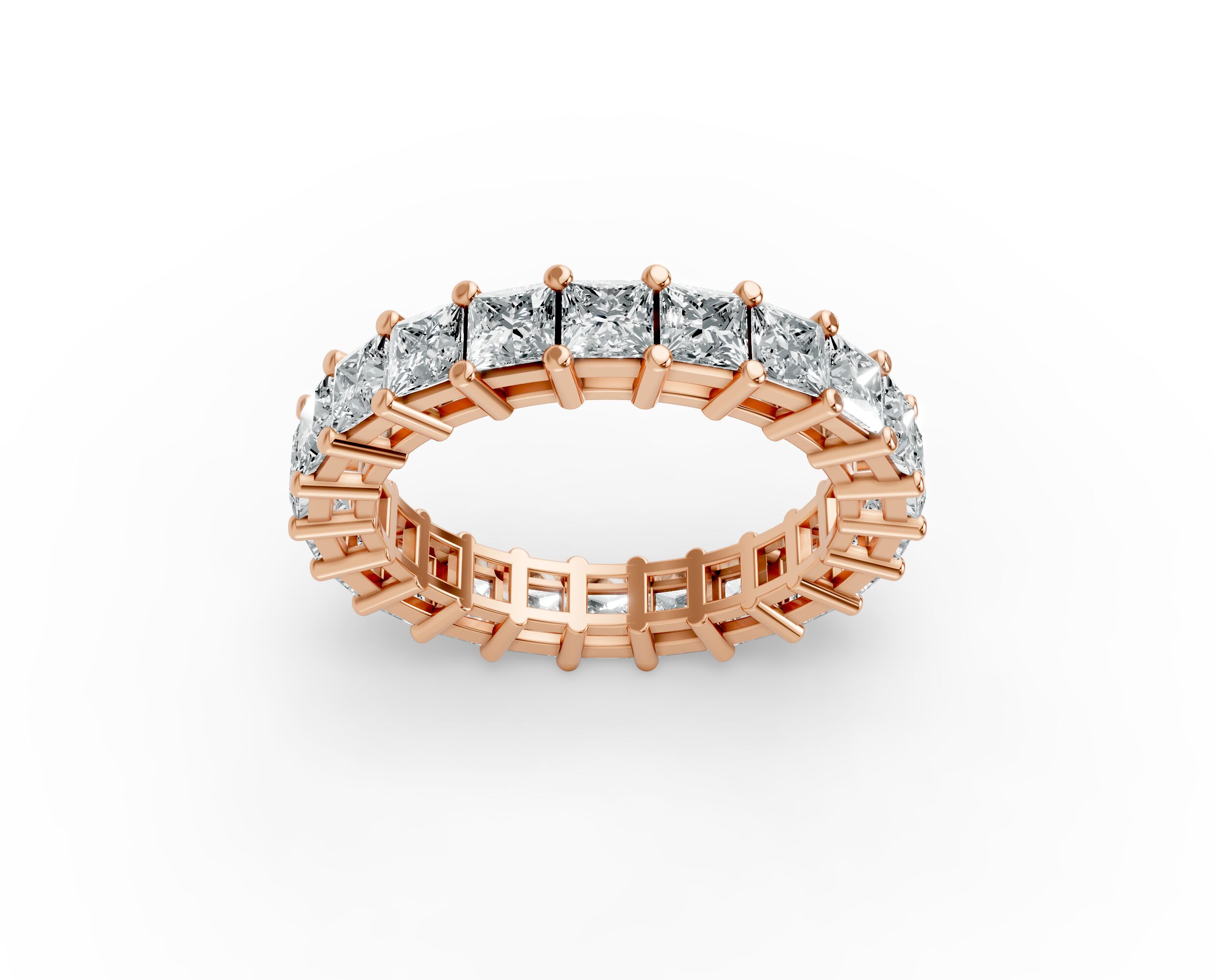 Princess Shape Diamond Eternity Bands in Gold