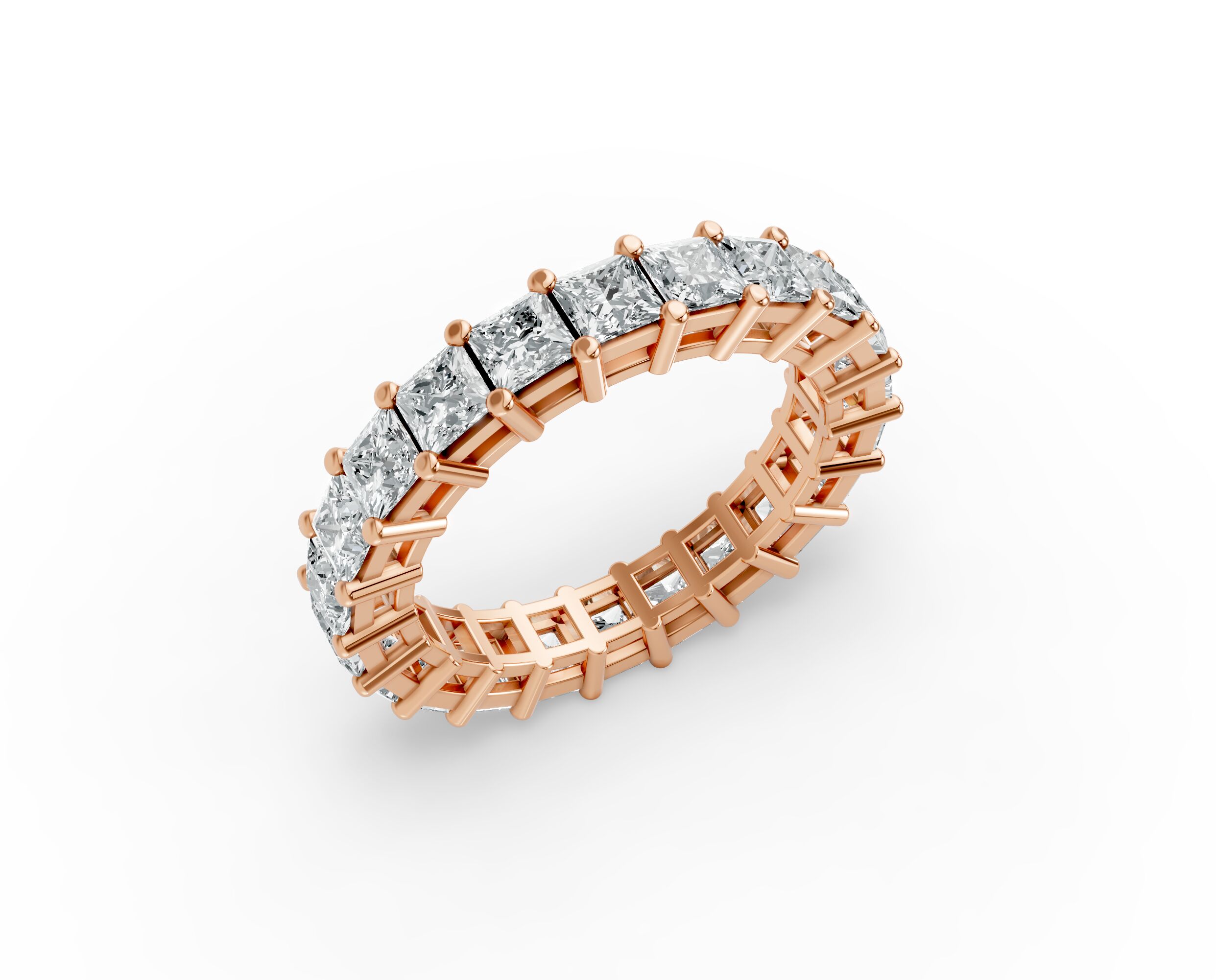 Princess Shape Diamond Eternity Bands in Gold