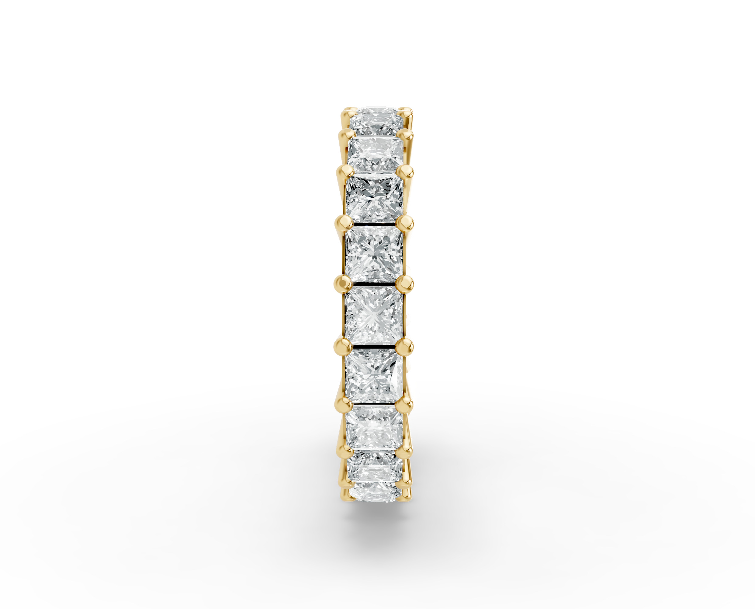 Princess Shape Diamond Eternity Bands in Gold