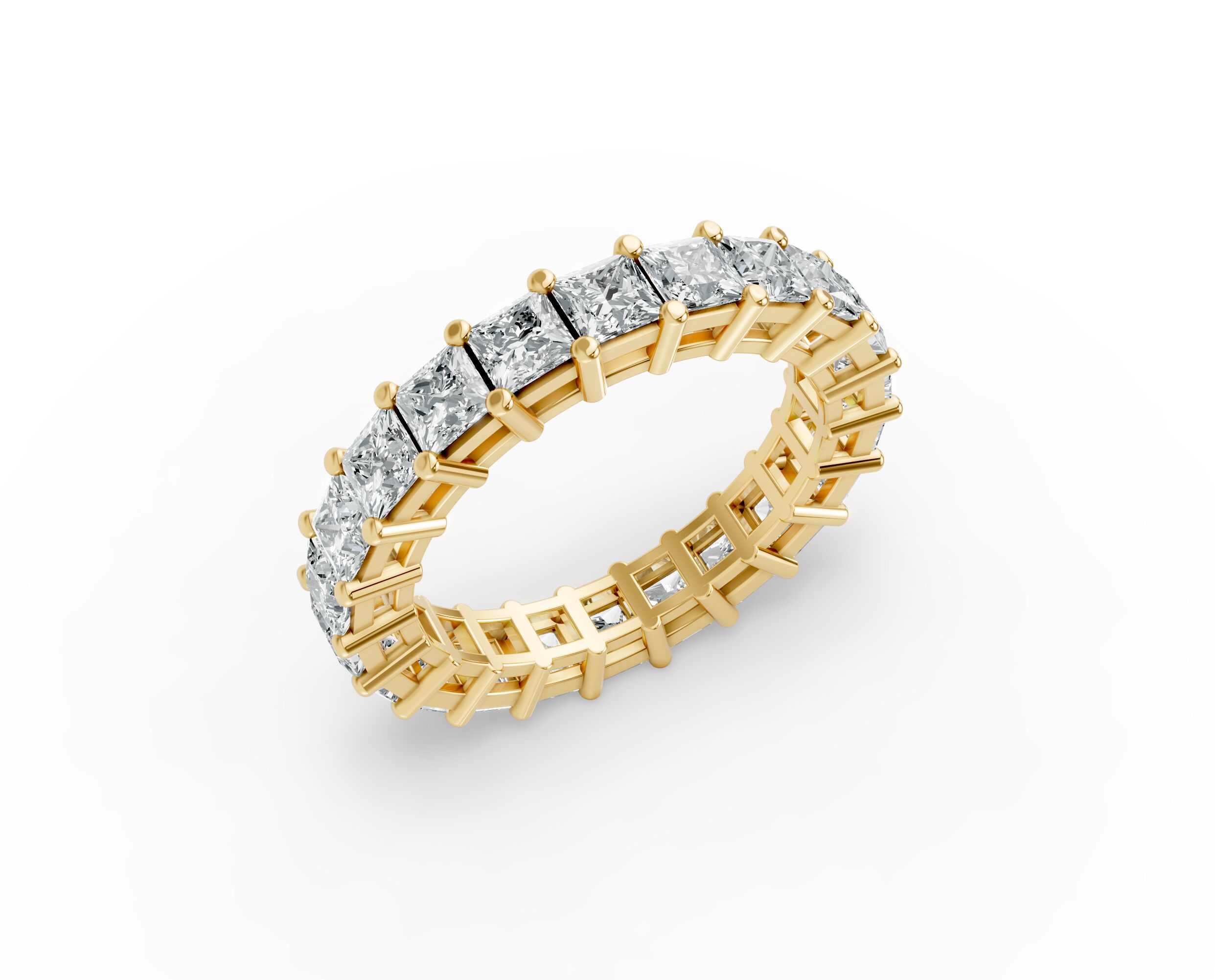 Princess Shape Diamond Eternity Bands in Gold