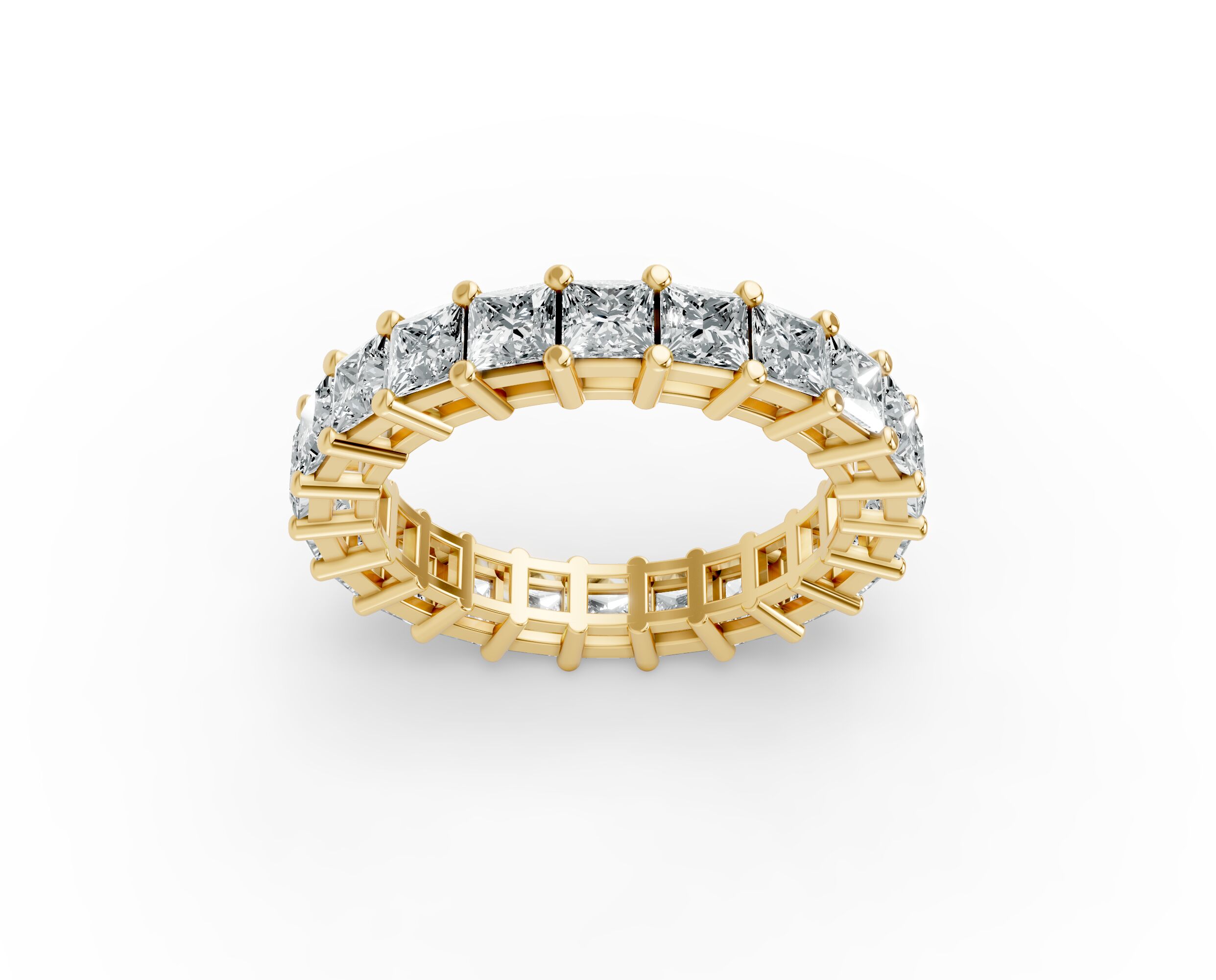 Princess Shape Diamond Eternity Bands in Gold