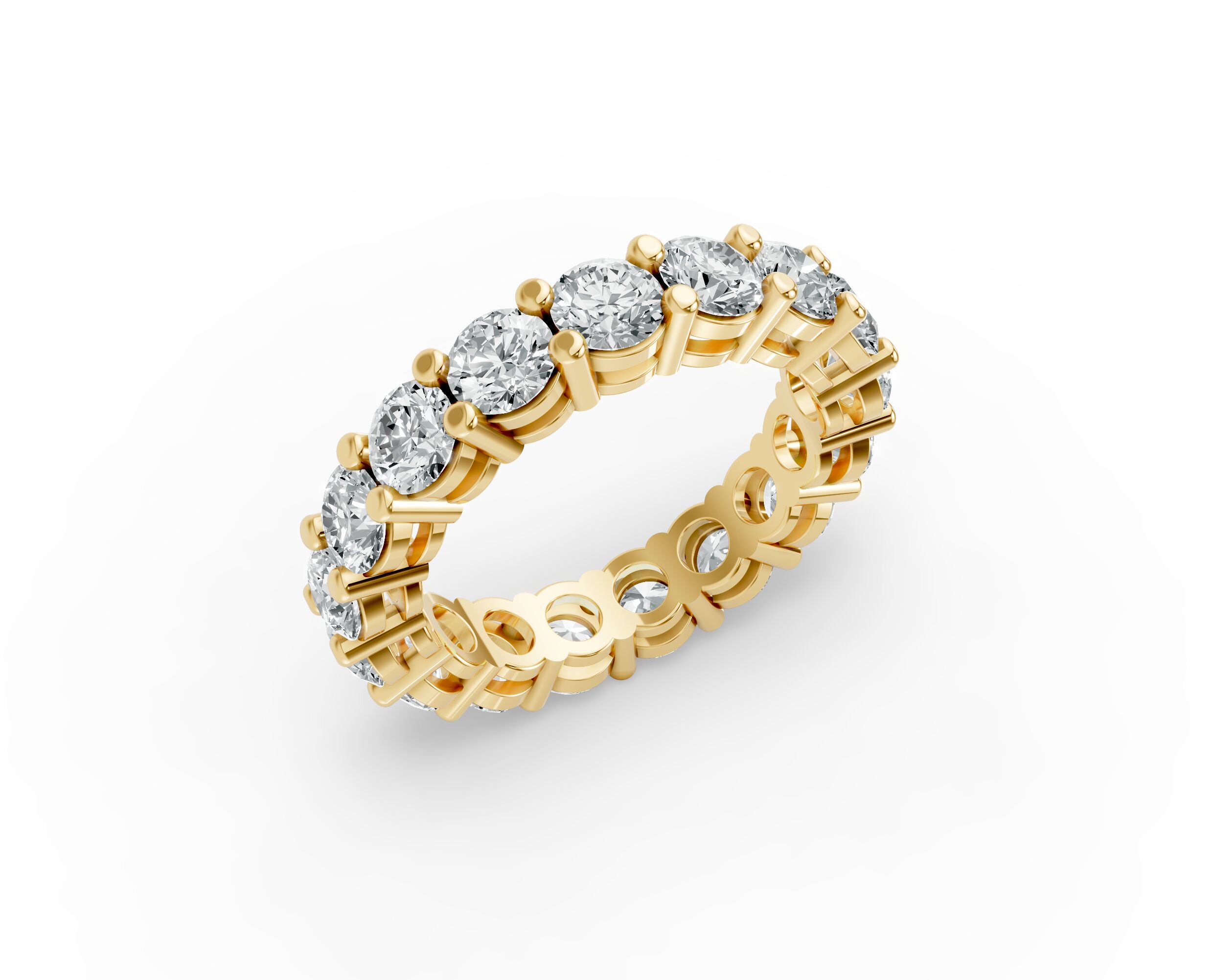 Round Shape Diamond Eternity Bands in Gold
