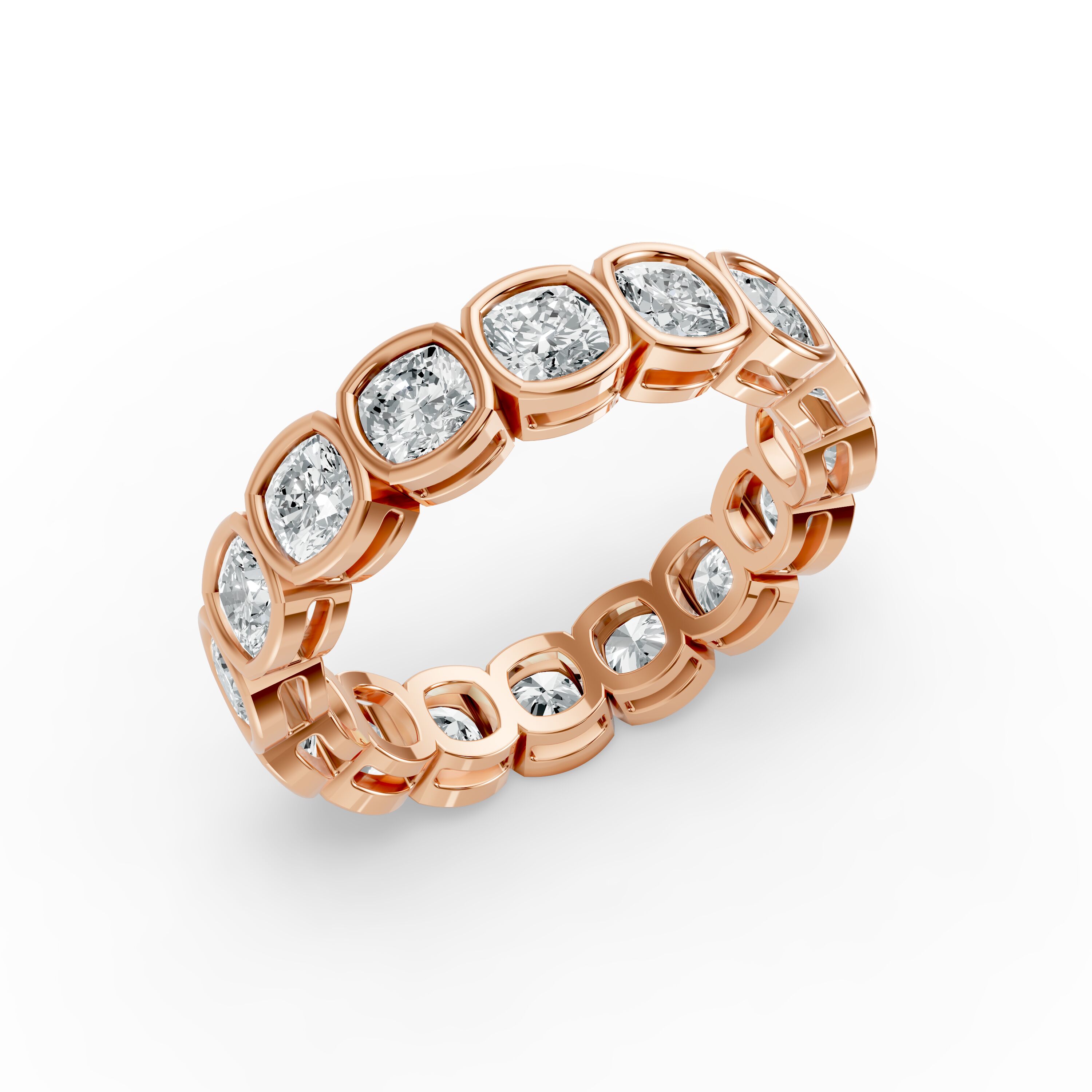 Cushion Shape Diamond Eternity Bands in Gold