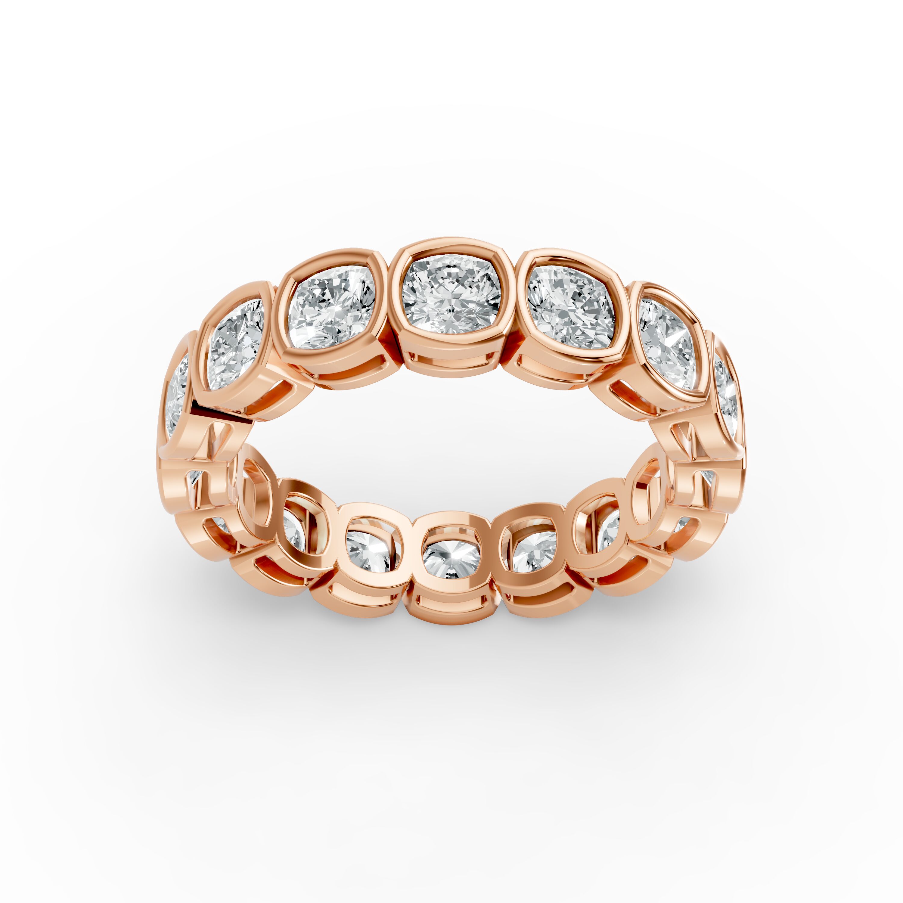 Cushion Shape Diamond Eternity Bands in Gold