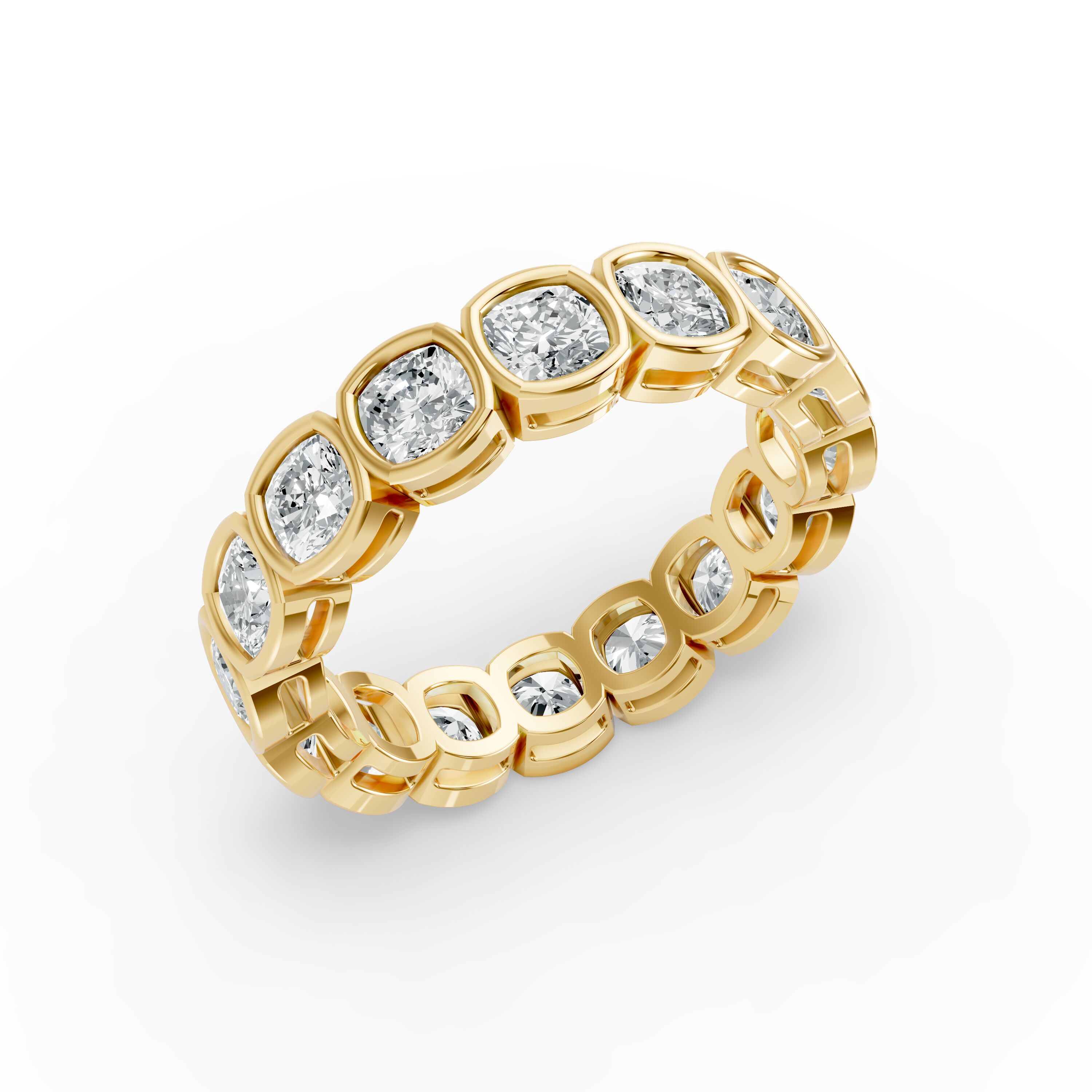 Cushion Shape Diamond Eternity Bands in Gold